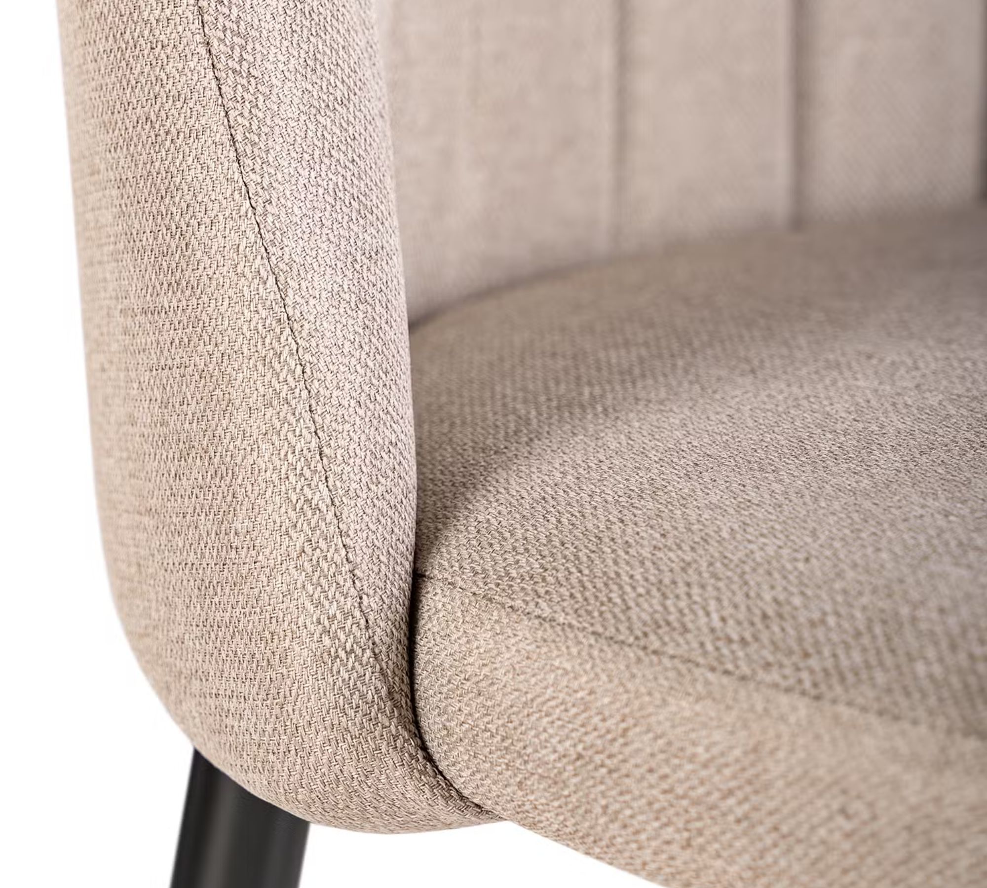 2x Polsterstuhl Webstoff Eisen Beige