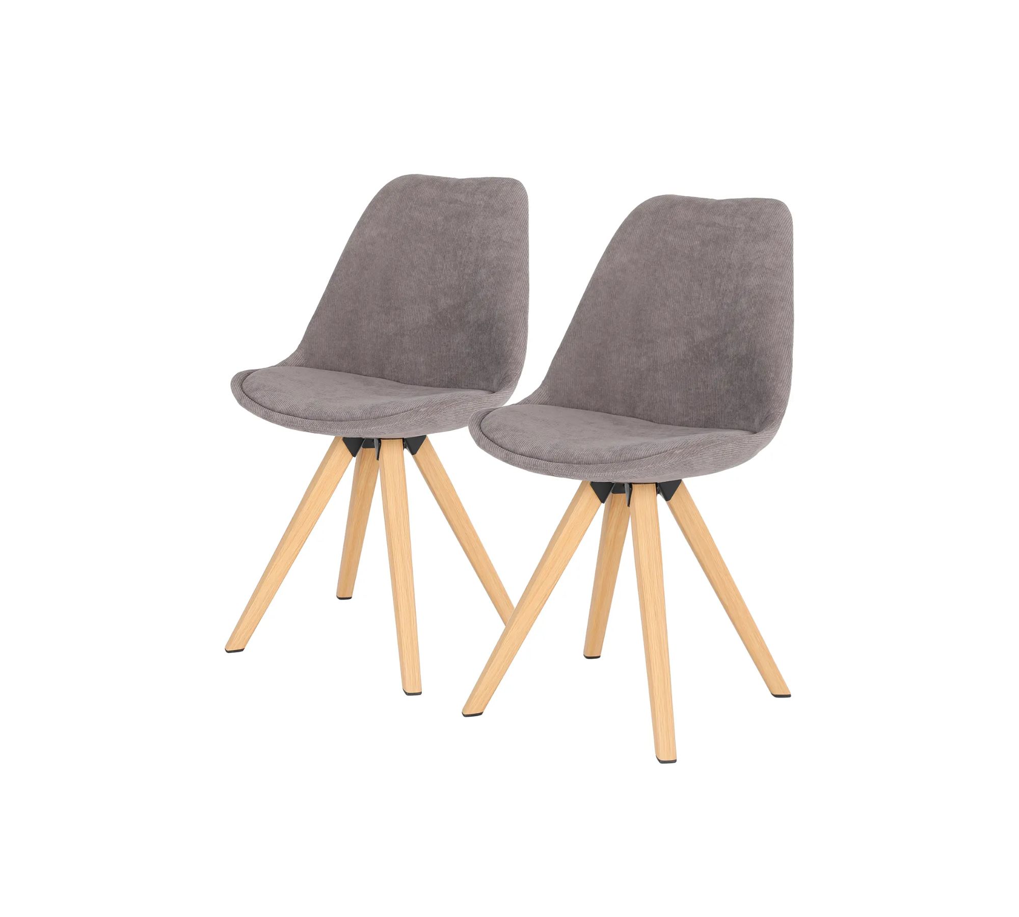 2x Polsterstuhl Metall Cordstoff Grau
