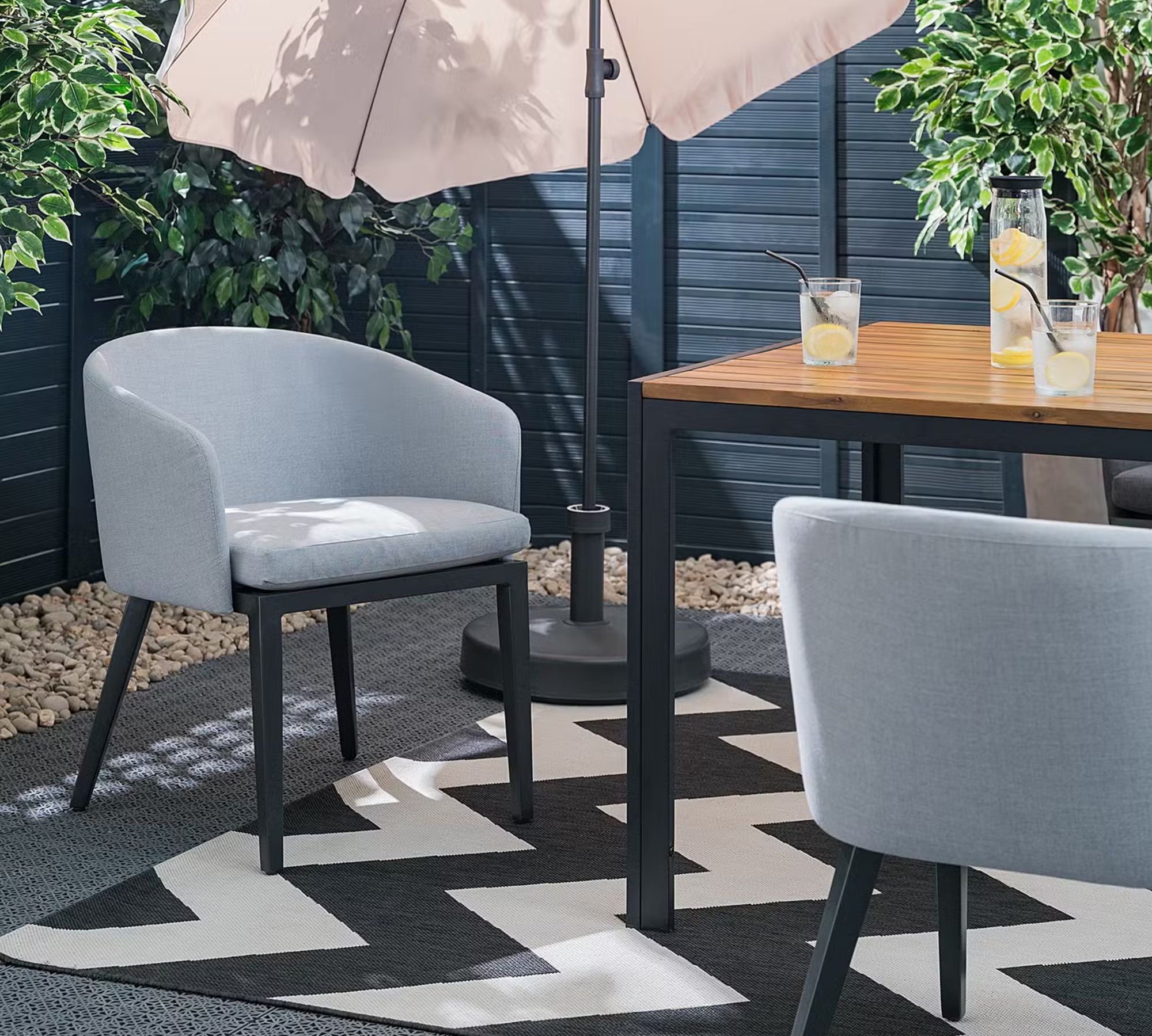 2x Gartenpolsterstuhl Aluminium Puverbeschichtet Hellgrau