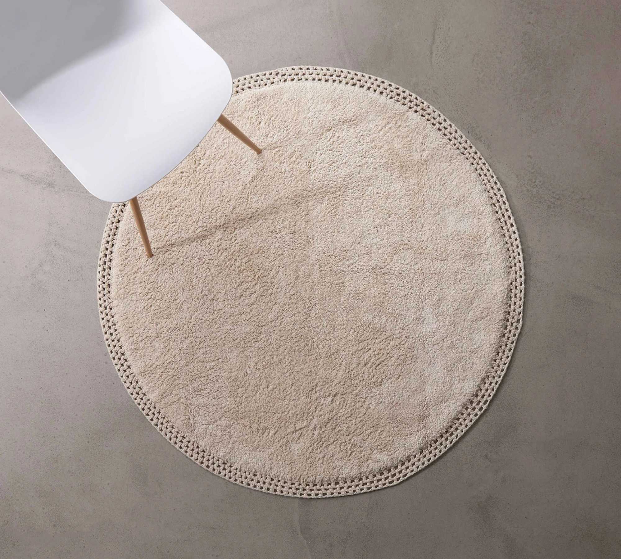 Hochflorteppich Baumwolle Beige