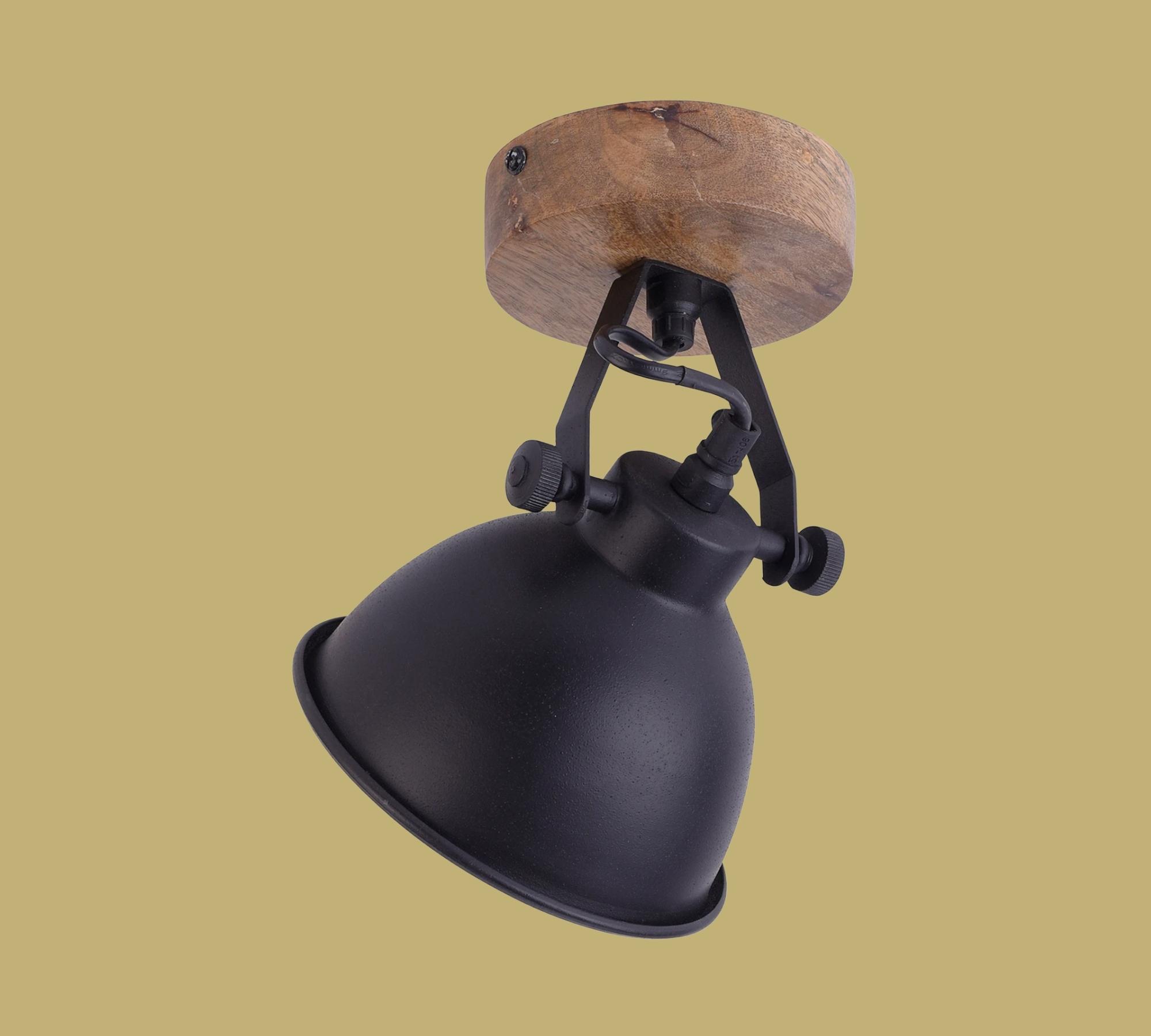 1-light wall lamp wood metal black