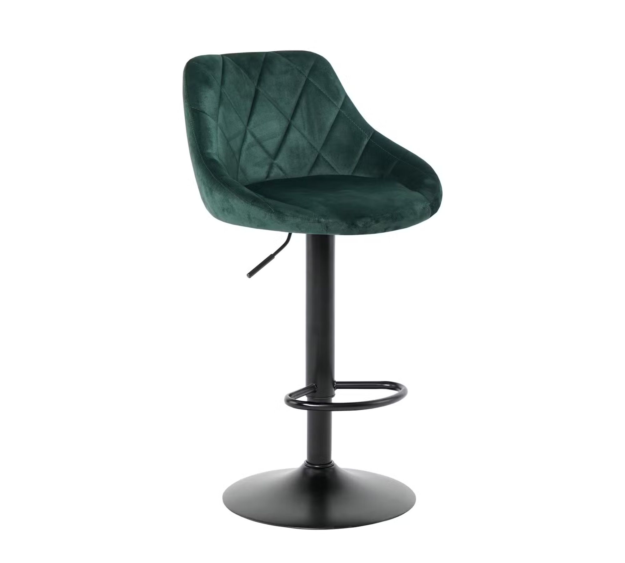 2x Bar Stool Velvet Metal Dark Green