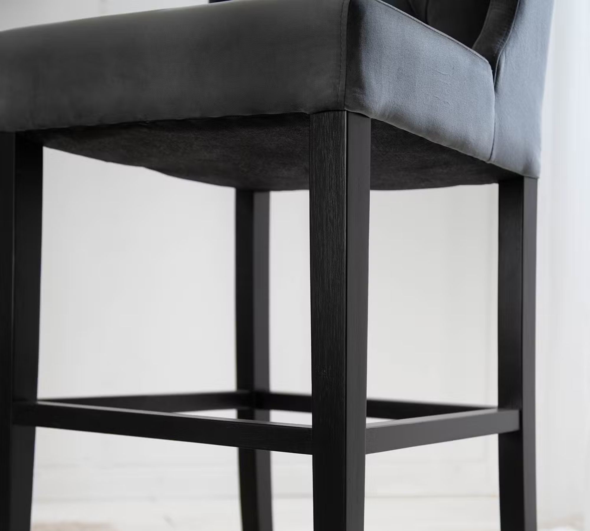 Barstuhl Samt Holz Grau