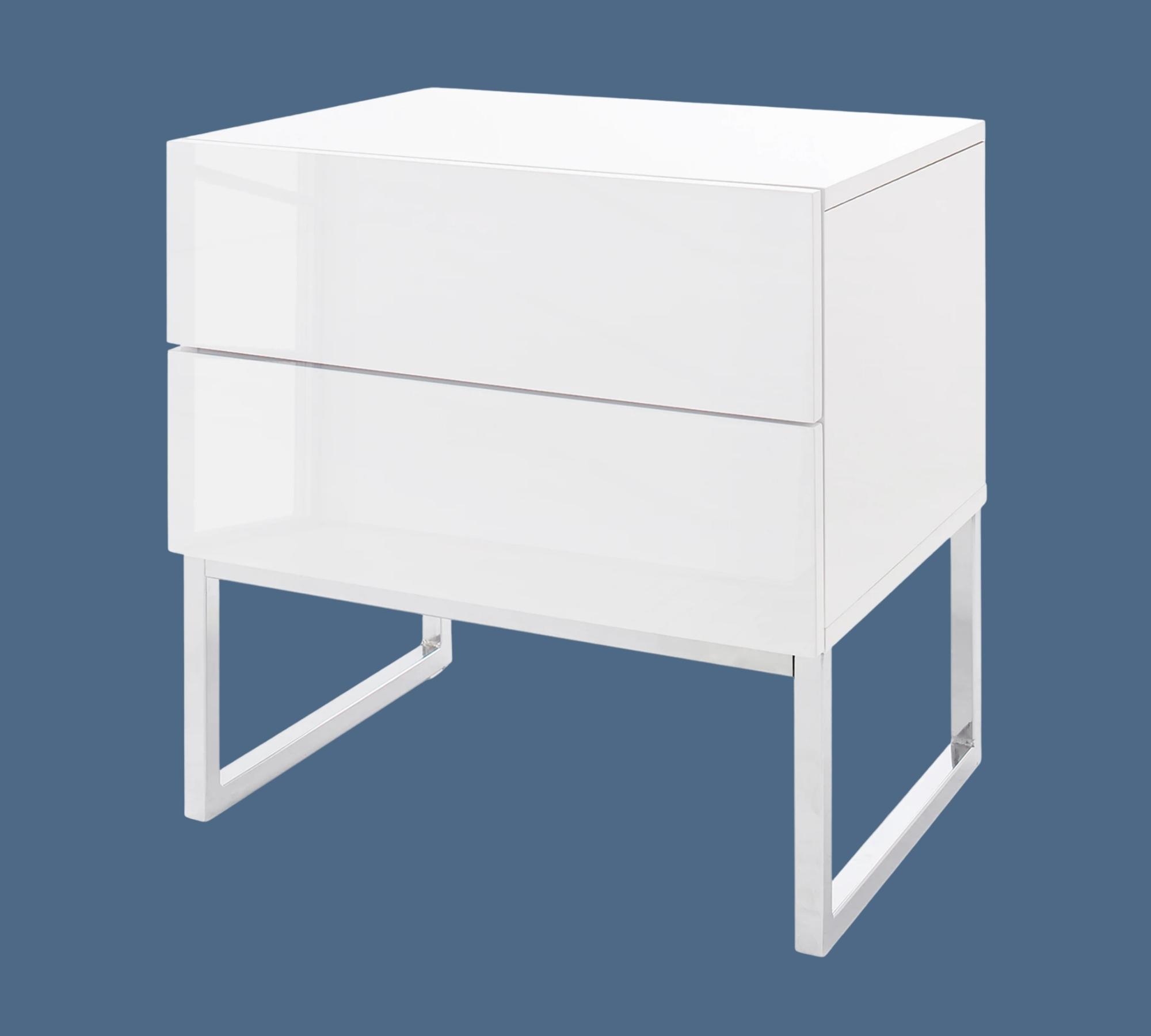 Nachtschrank mit Metallfuß Weiß