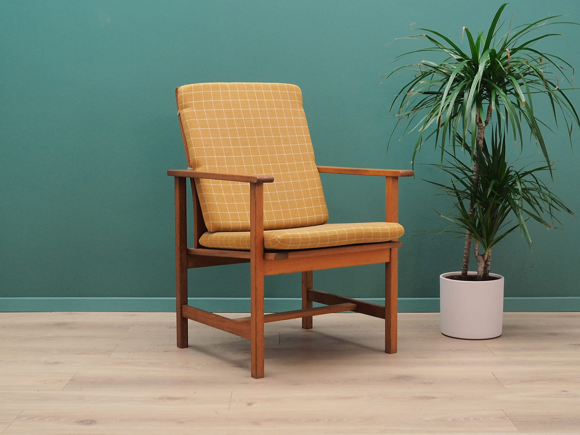 Armchair Teak wood Textile Yellow 1970s