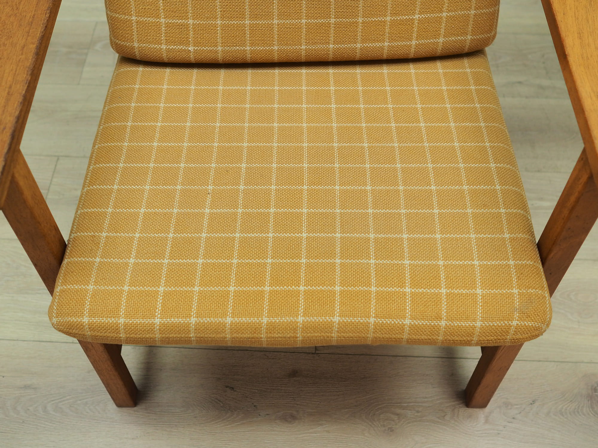 Armchair Teak wood Textile Yellow 1970s