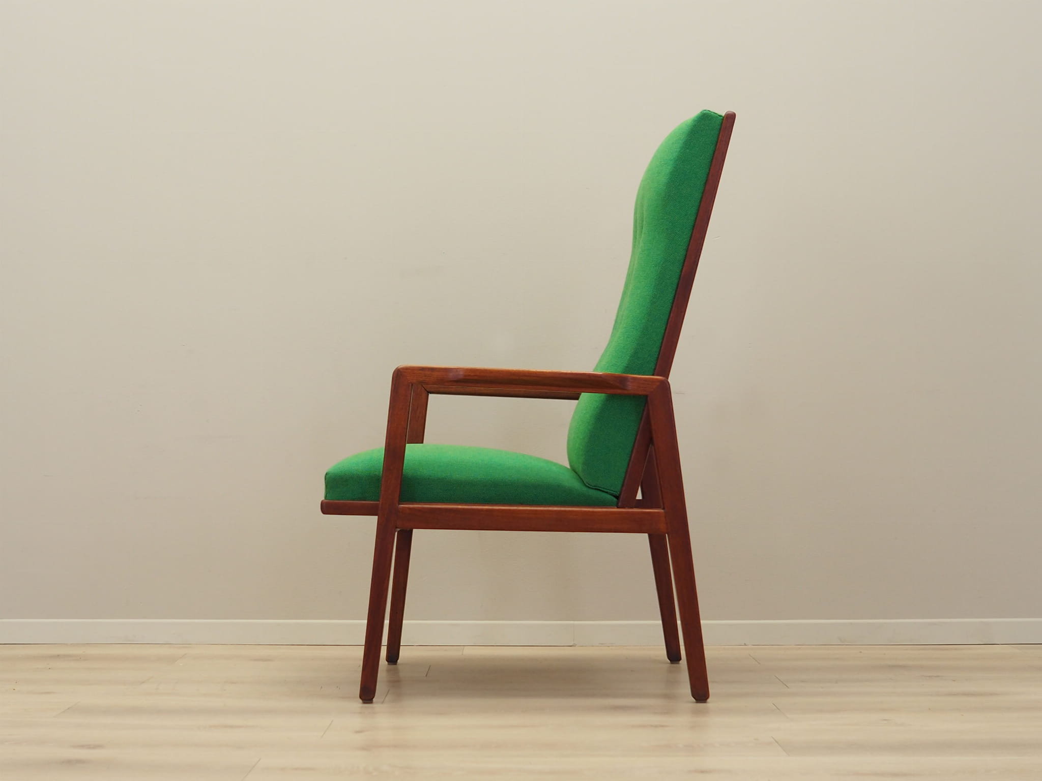 Poltrona Teak Tessuto Verde Anni '70