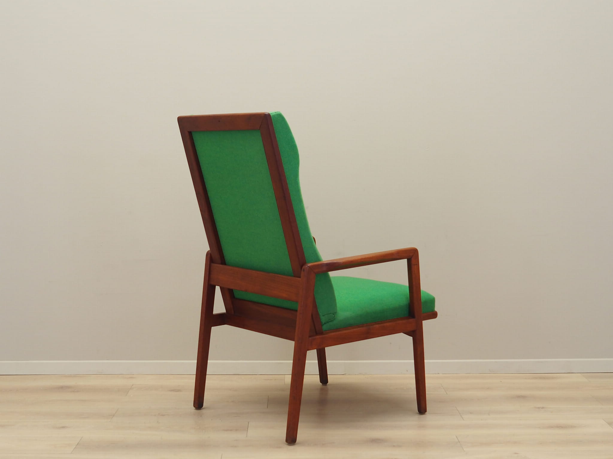 Poltrona Teak Tessuto Verde Anni '70