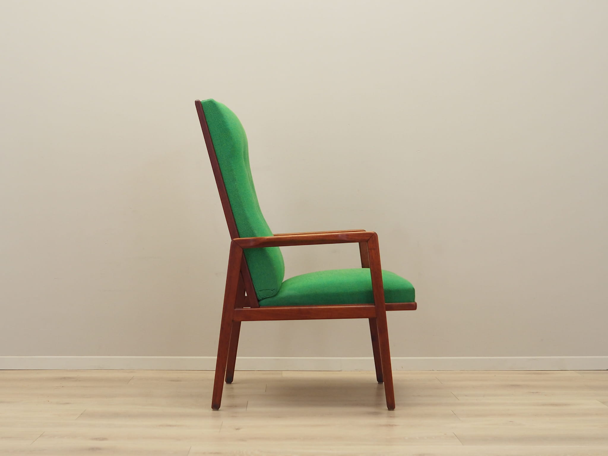 Poltrona Teak Tessuto Verde Anni '70