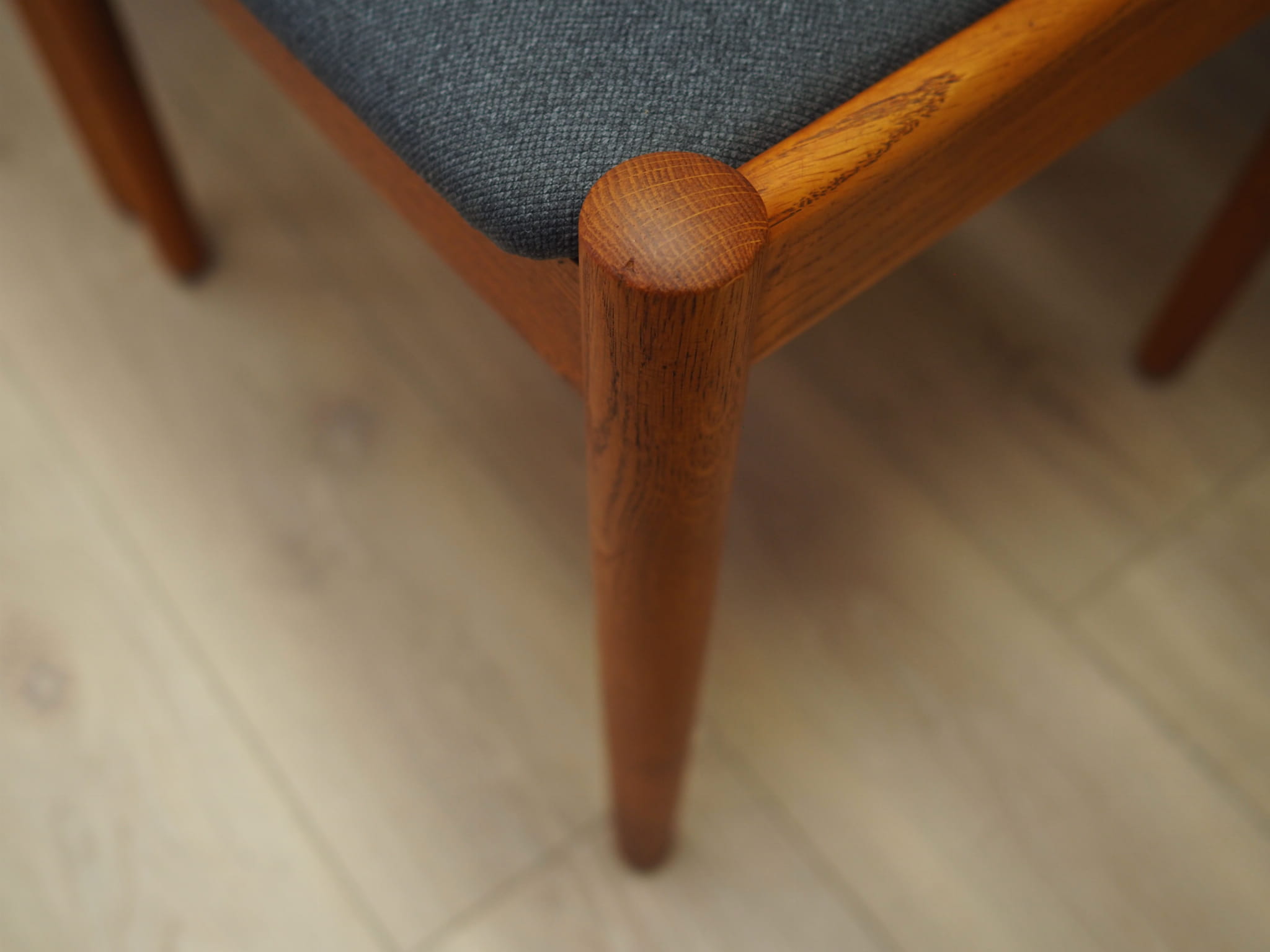 6x Vintage Chair Teak Wood Textile Brown 1970s