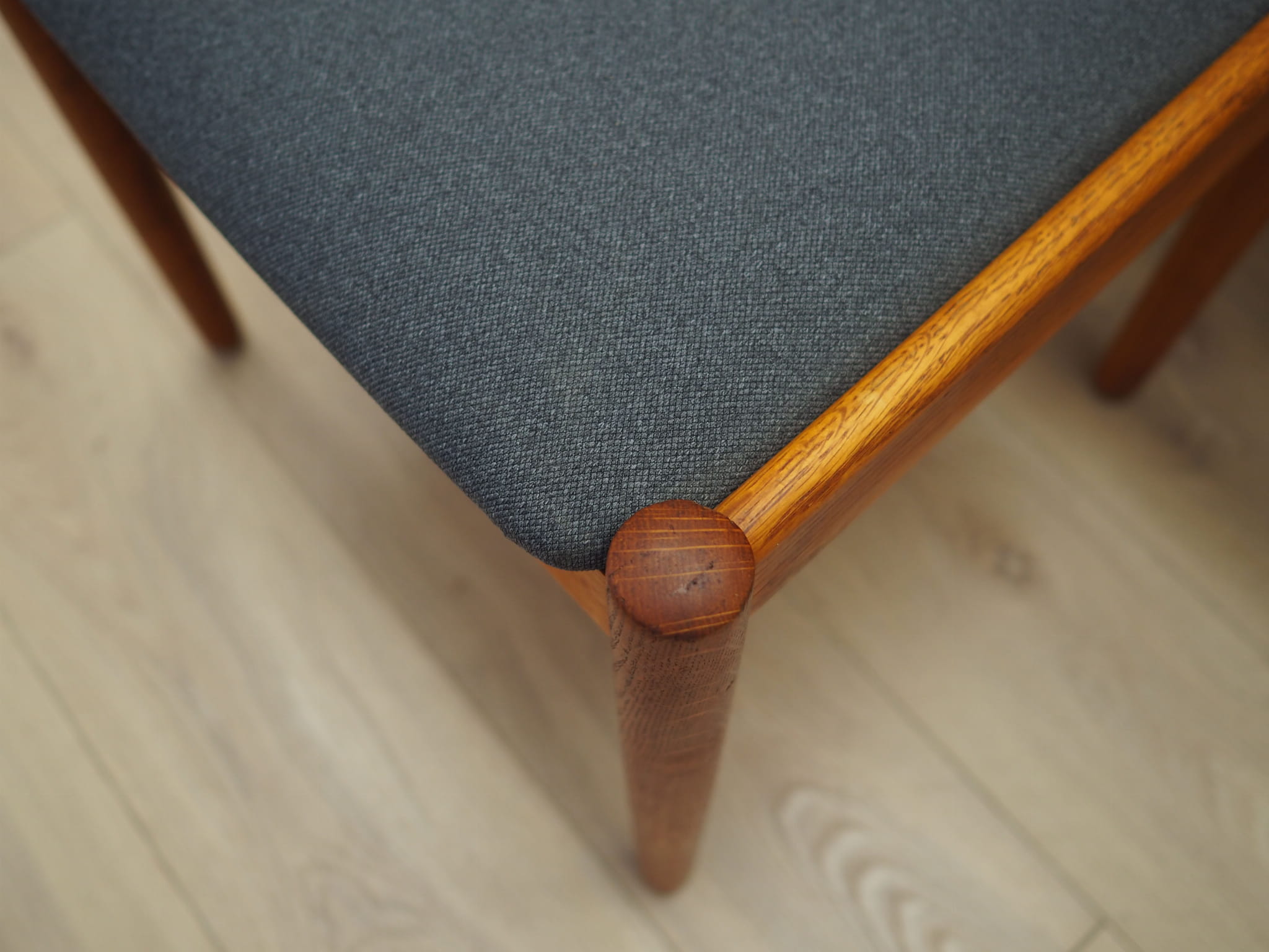 6x Vintage Chair Teak Wood Textile Brown 1970s