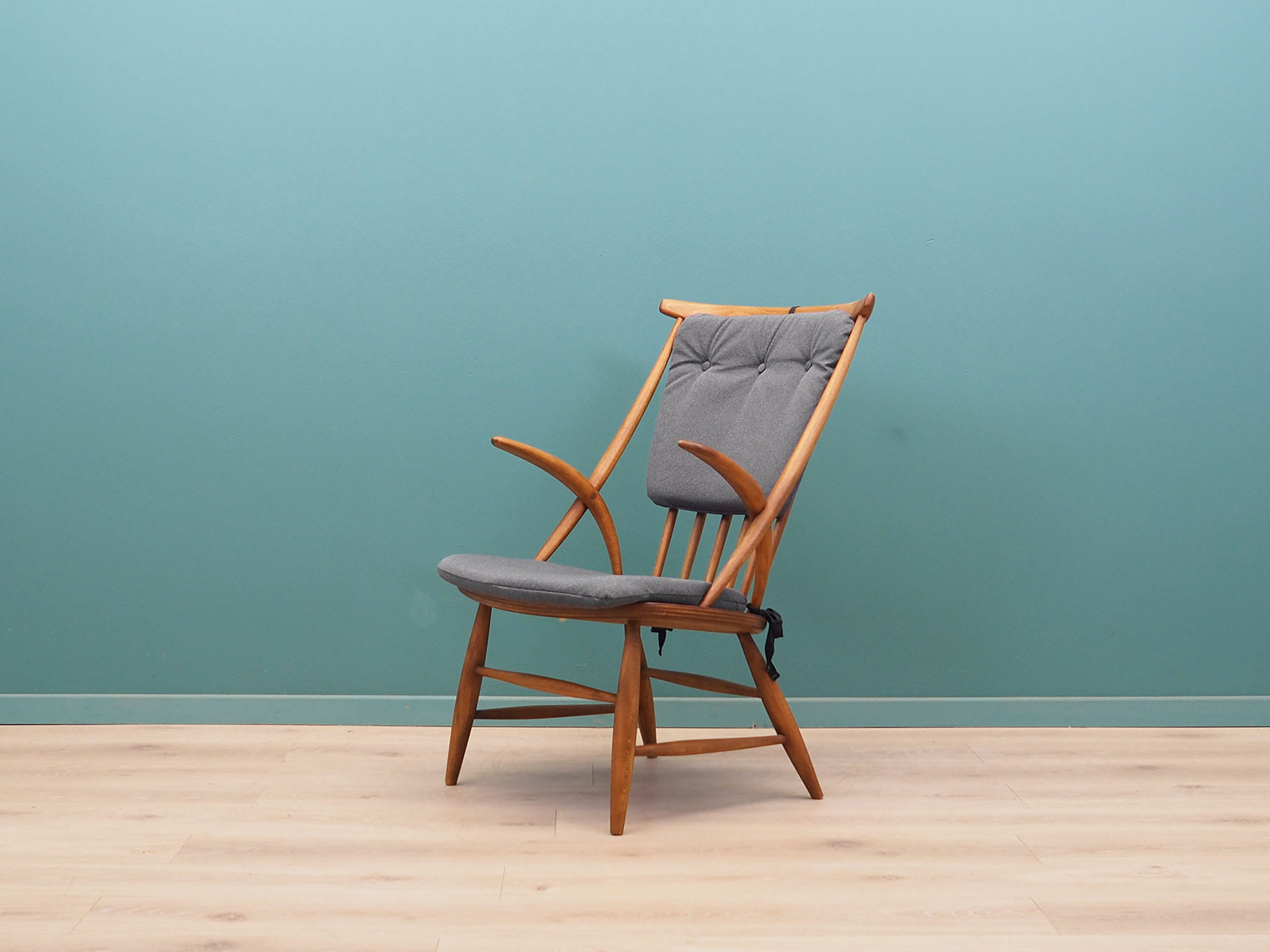 Vintage armchair beech fabric brown 1960s