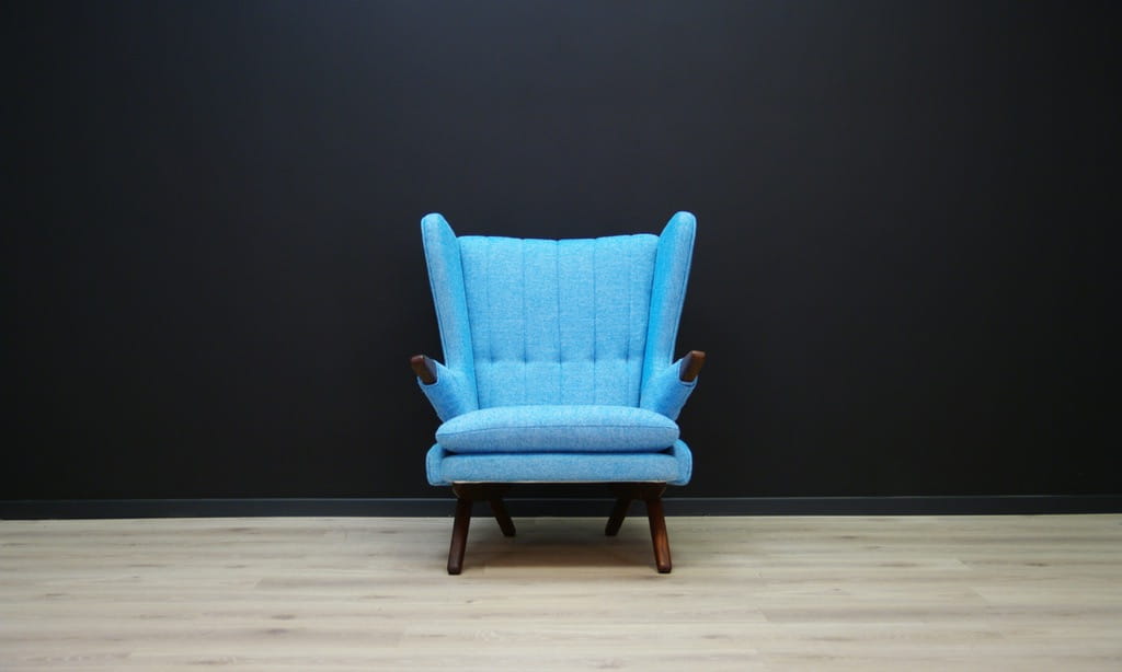 Vintage Armchair Teak Textile Blue 1960s