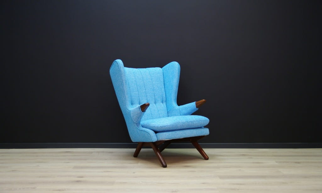 Vintage Armchair Teak Textile Blue 1960s