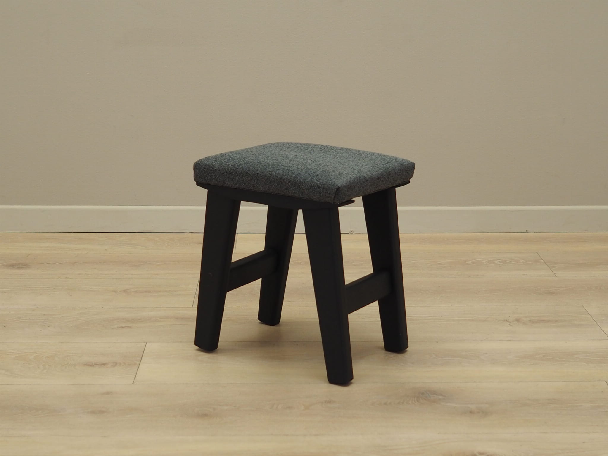 Vintage stool textile wood grey 1980s
