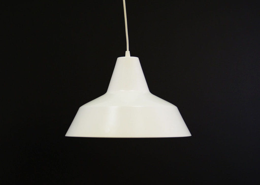 Vintage pendant lamp metal white 1970s