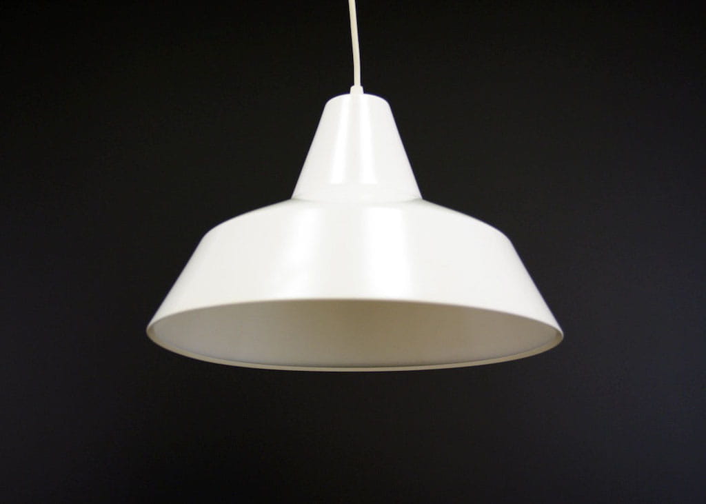 Vintage pendant lamp metal white 1970s