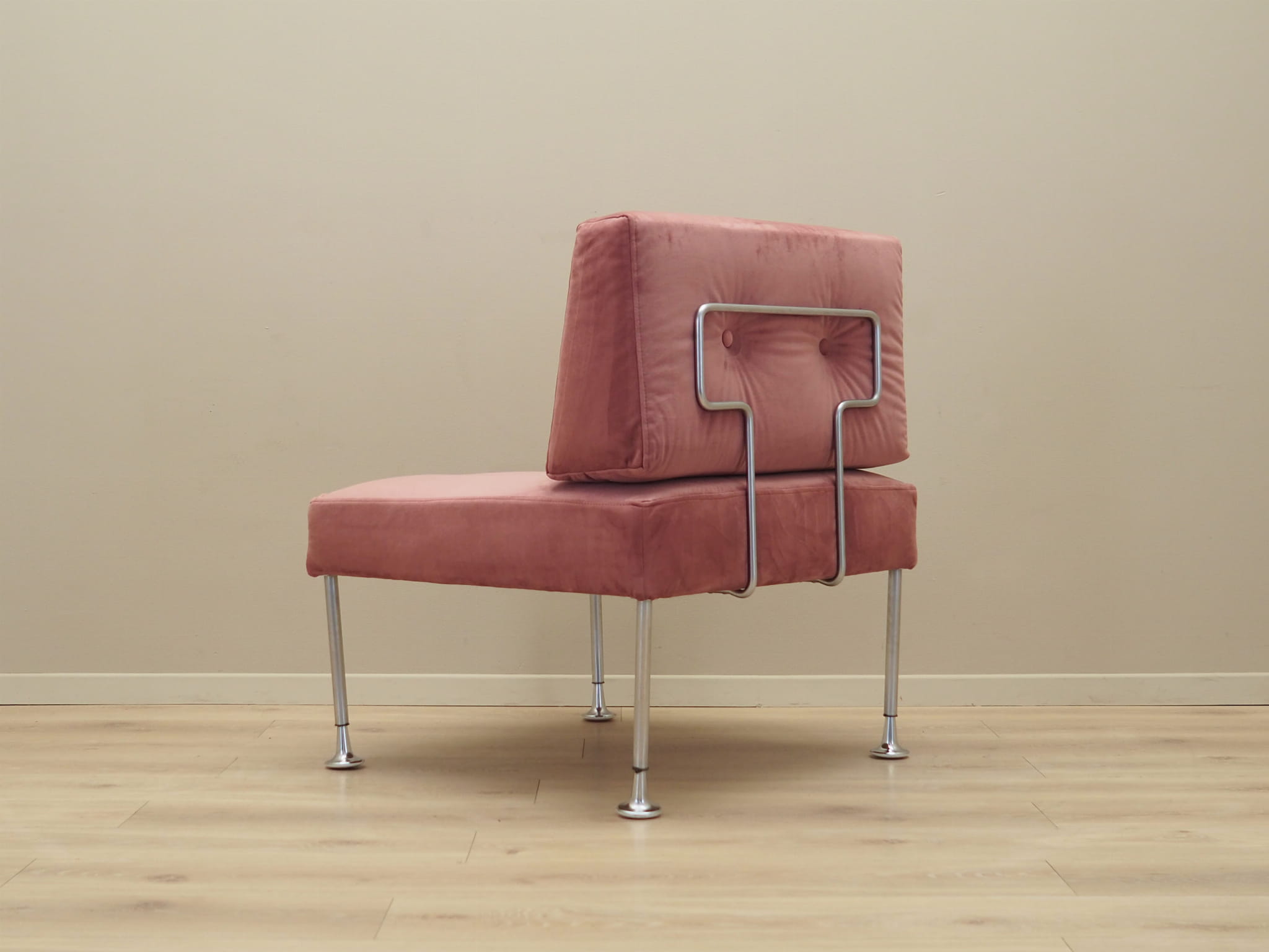 Vintage armchair velvet metal pink 1960s
