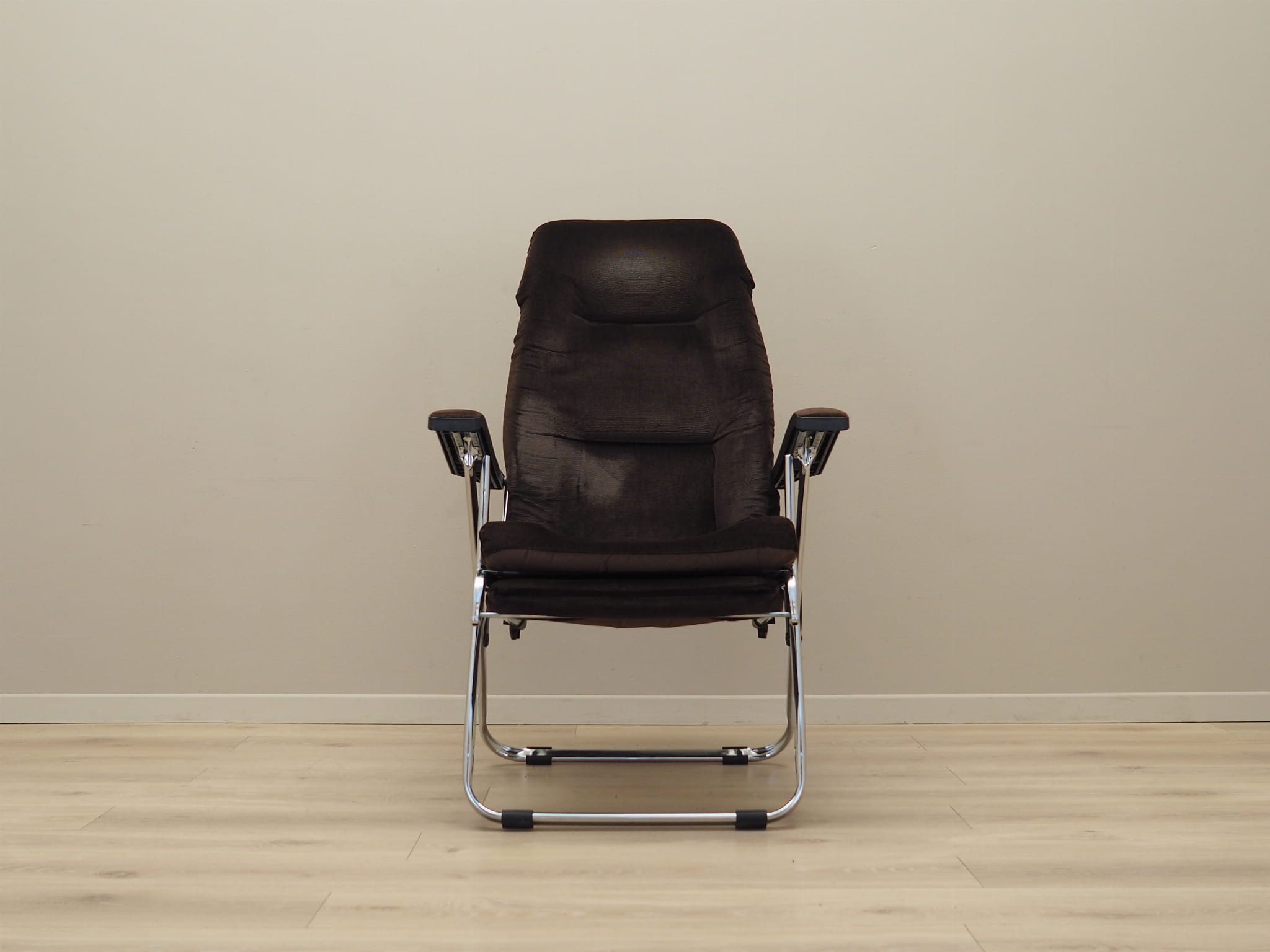 Vintage armchair velvet metal brown 1970s
