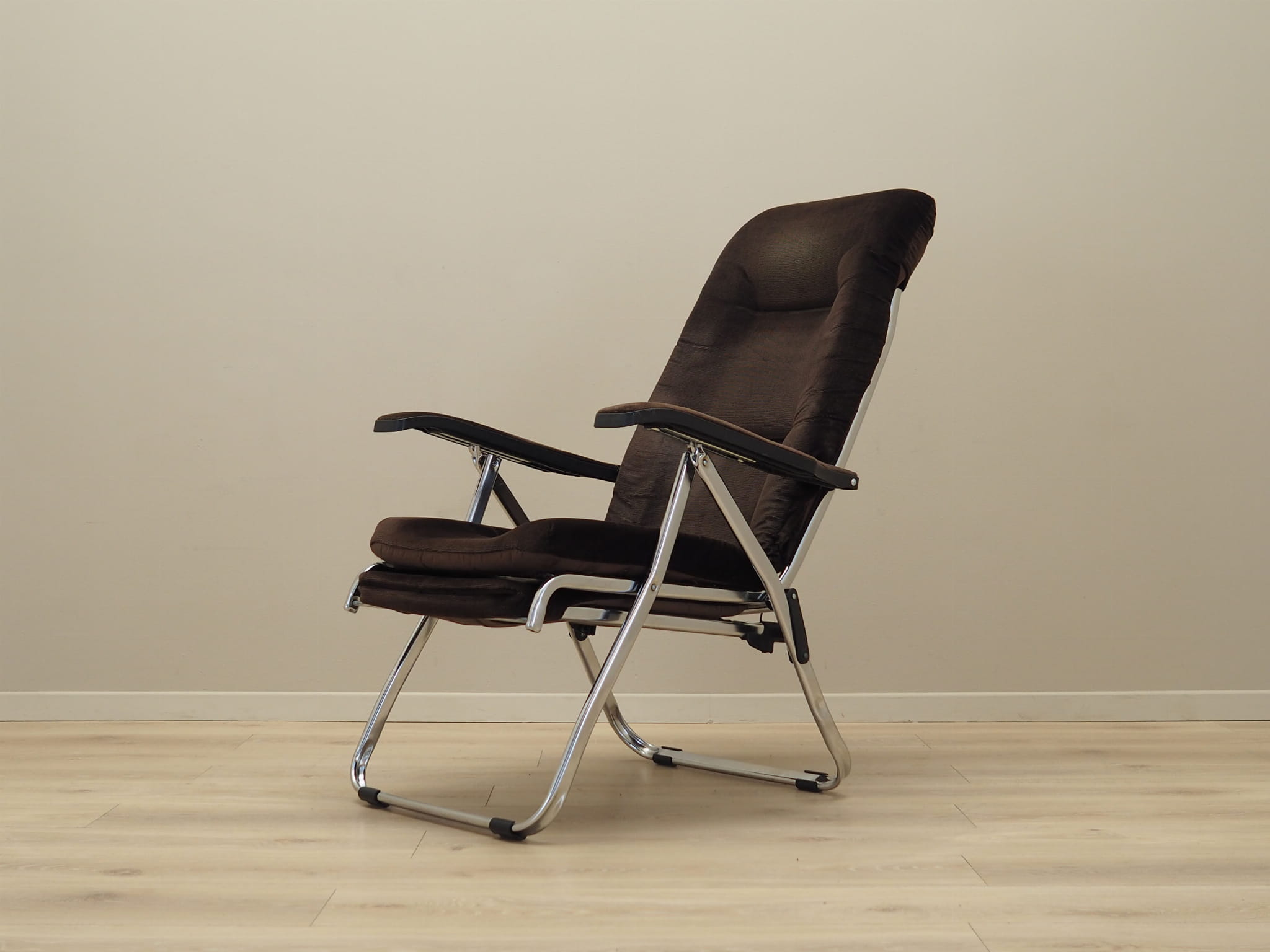 Vintage armchair velvet metal brown 1970s