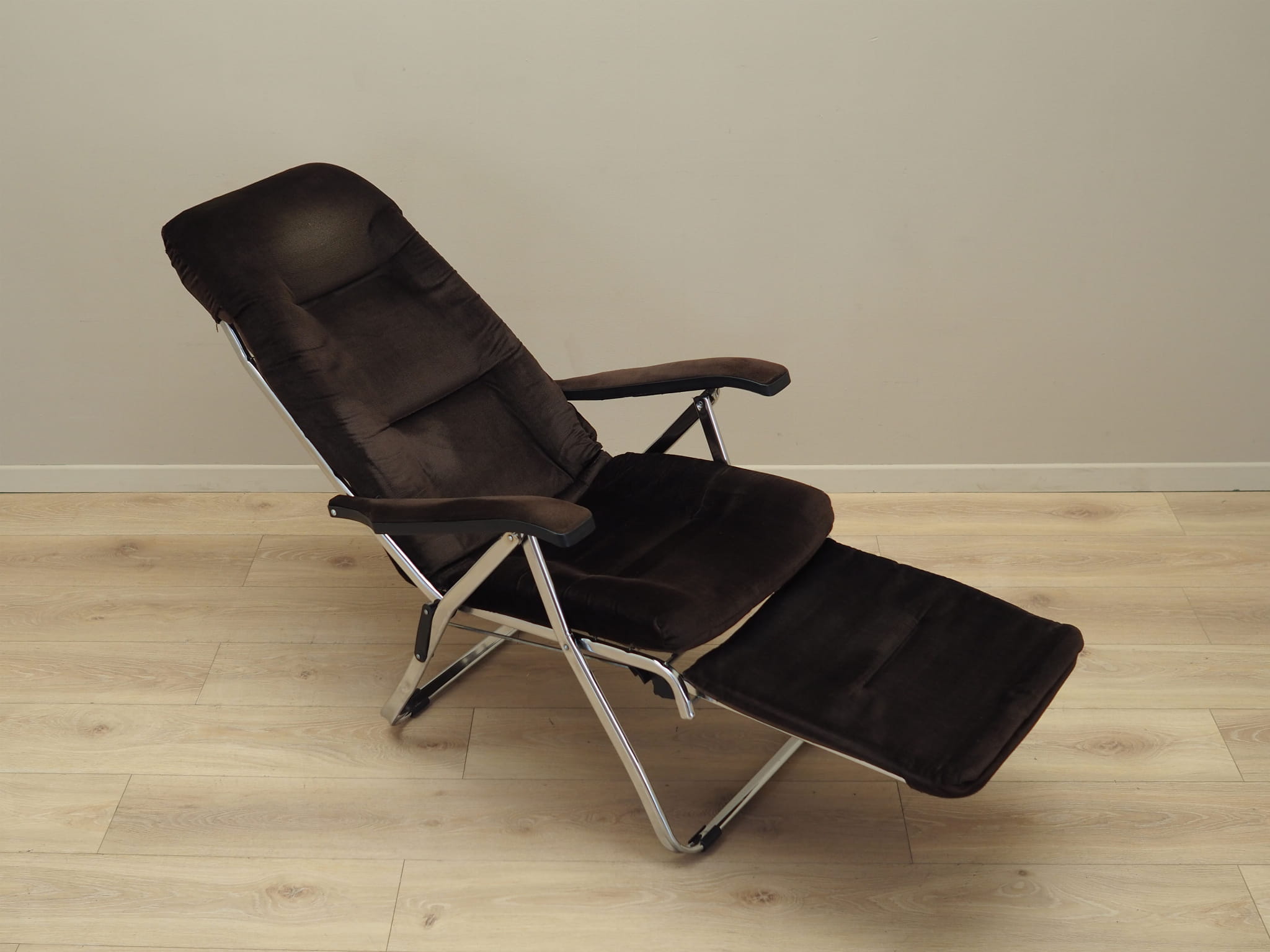Vintage armchair velvet metal brown 1970s