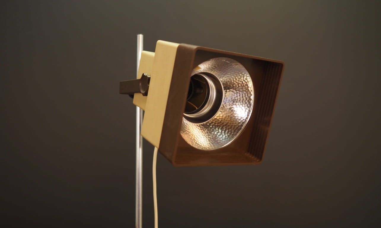 Vintage Table Lamp Metal Plastic Cream 1960s