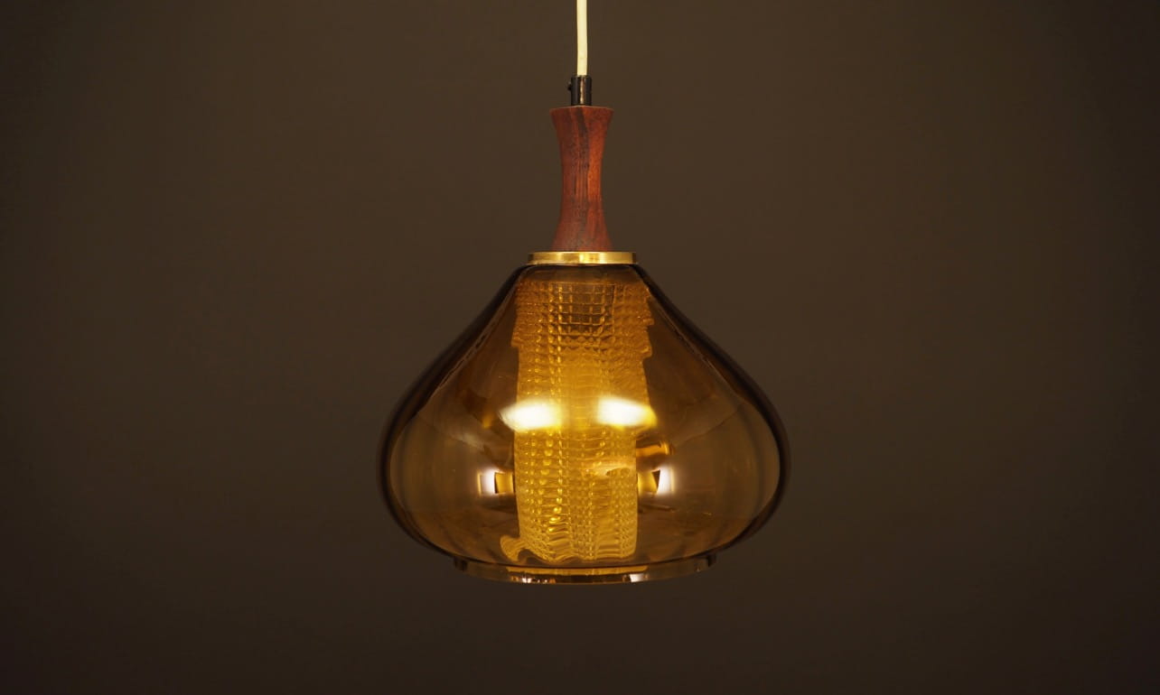 Lampada a sospensione vintage in vetro marrone anni '70