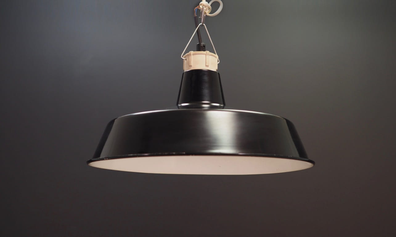 Vintage pendant lamp metal black 1960s