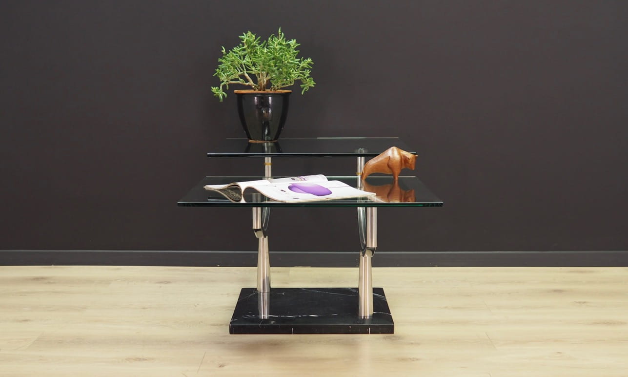 Vintage Coffee Table Metal Glass Transparent 1990s