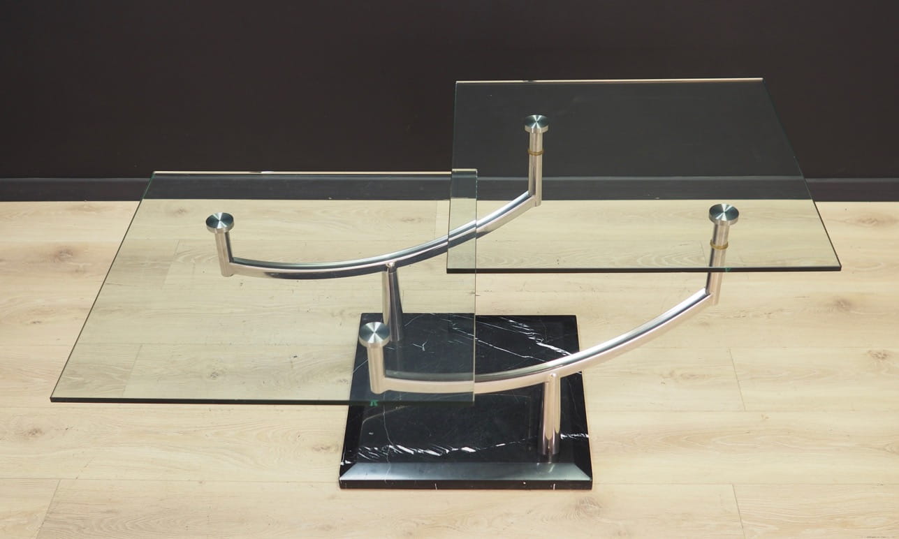 Vintage Coffee Table Metal Glass Transparent 1990s