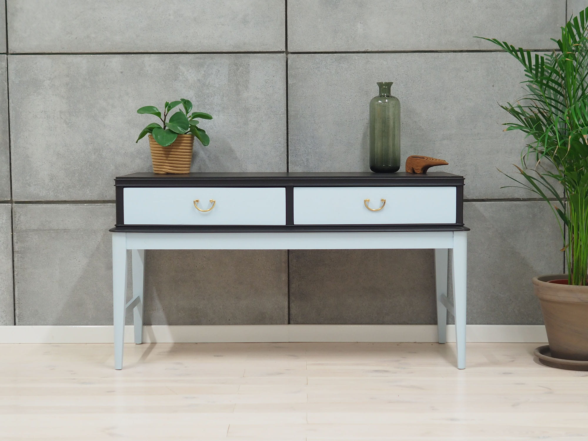 Vintage chest of drawers walnut wood white 1970s