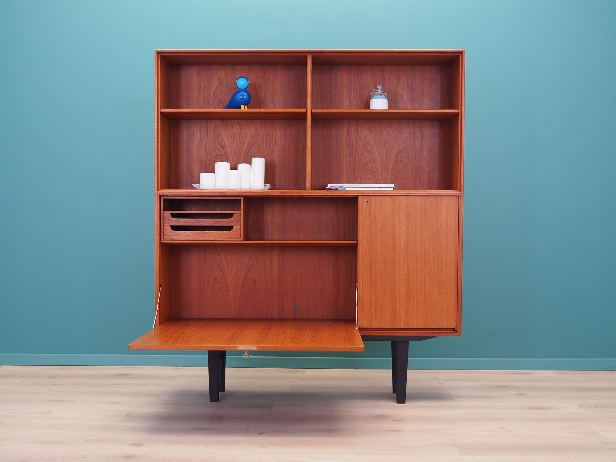 Vintage Bücherregal Teakholz Braun 1960er Jahre