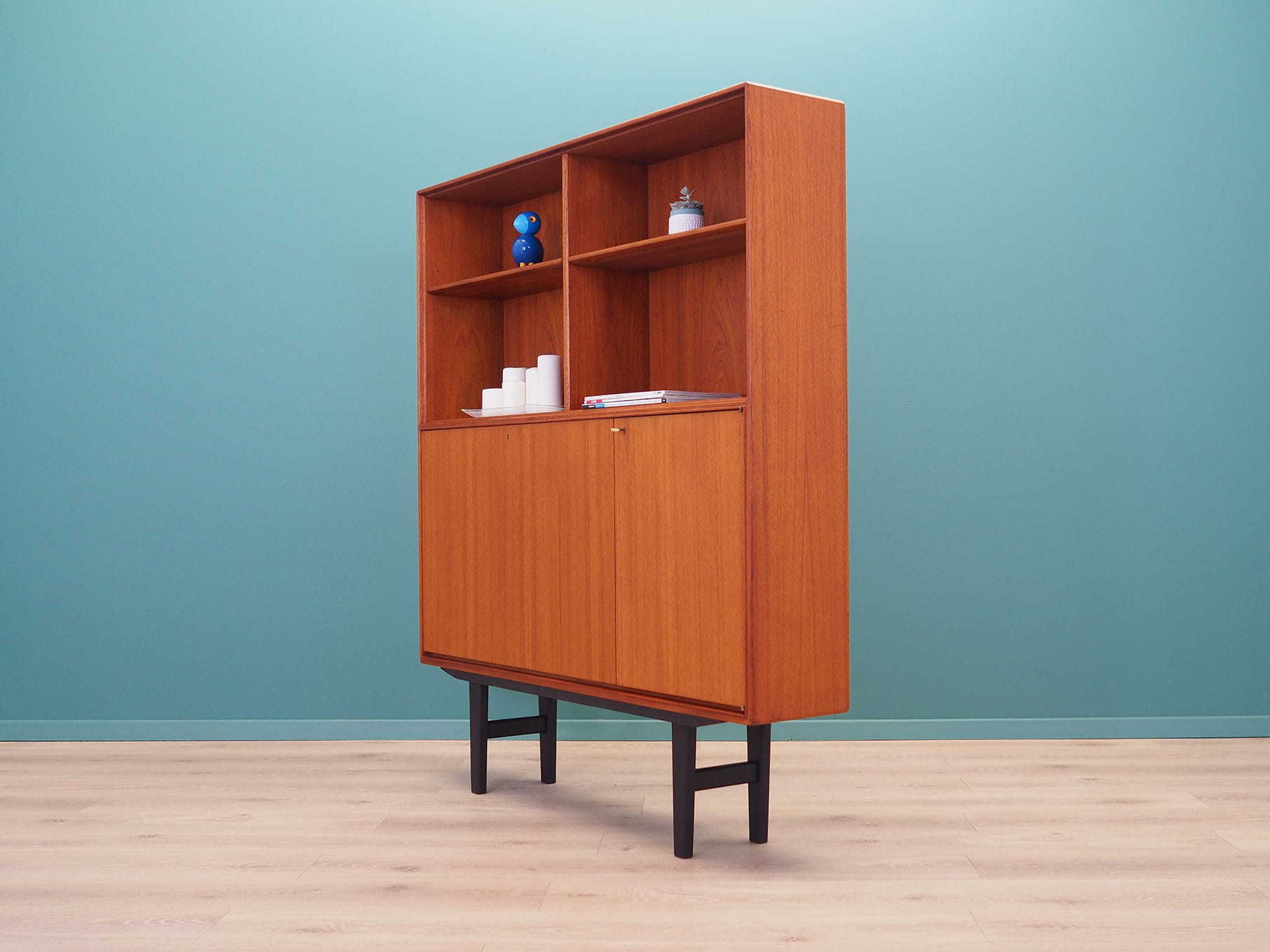 Vintage Bücherregal Teakholz Braun 1960er Jahre