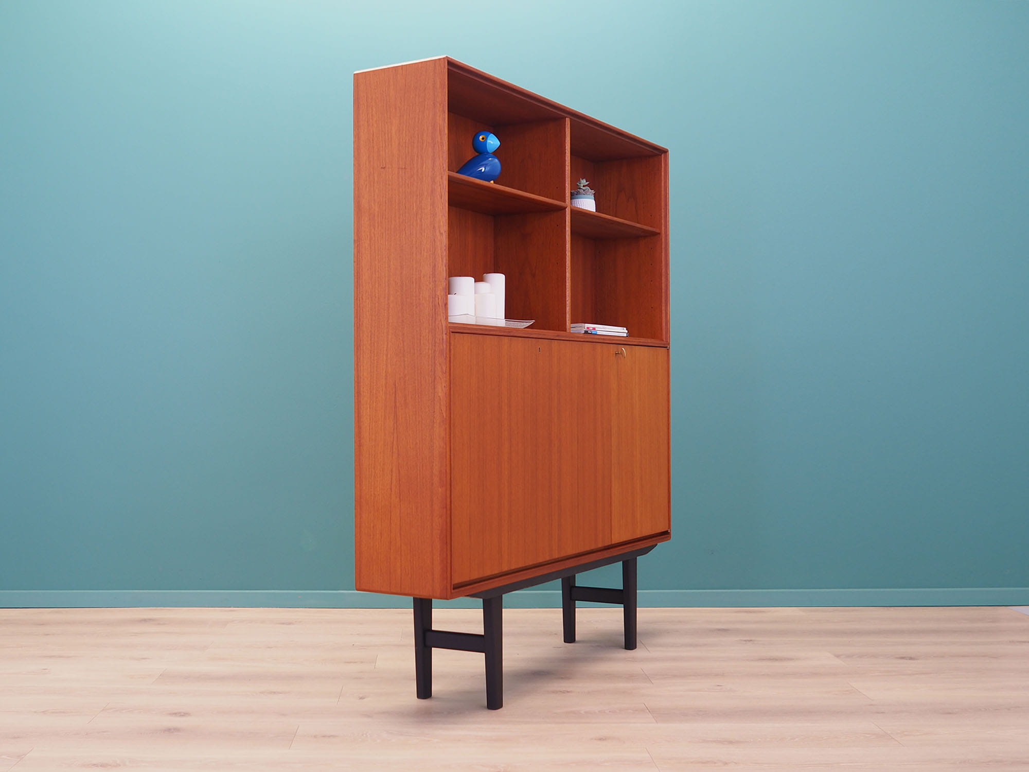 Vintage Bücherregal Teakholz Braun 1960er Jahre