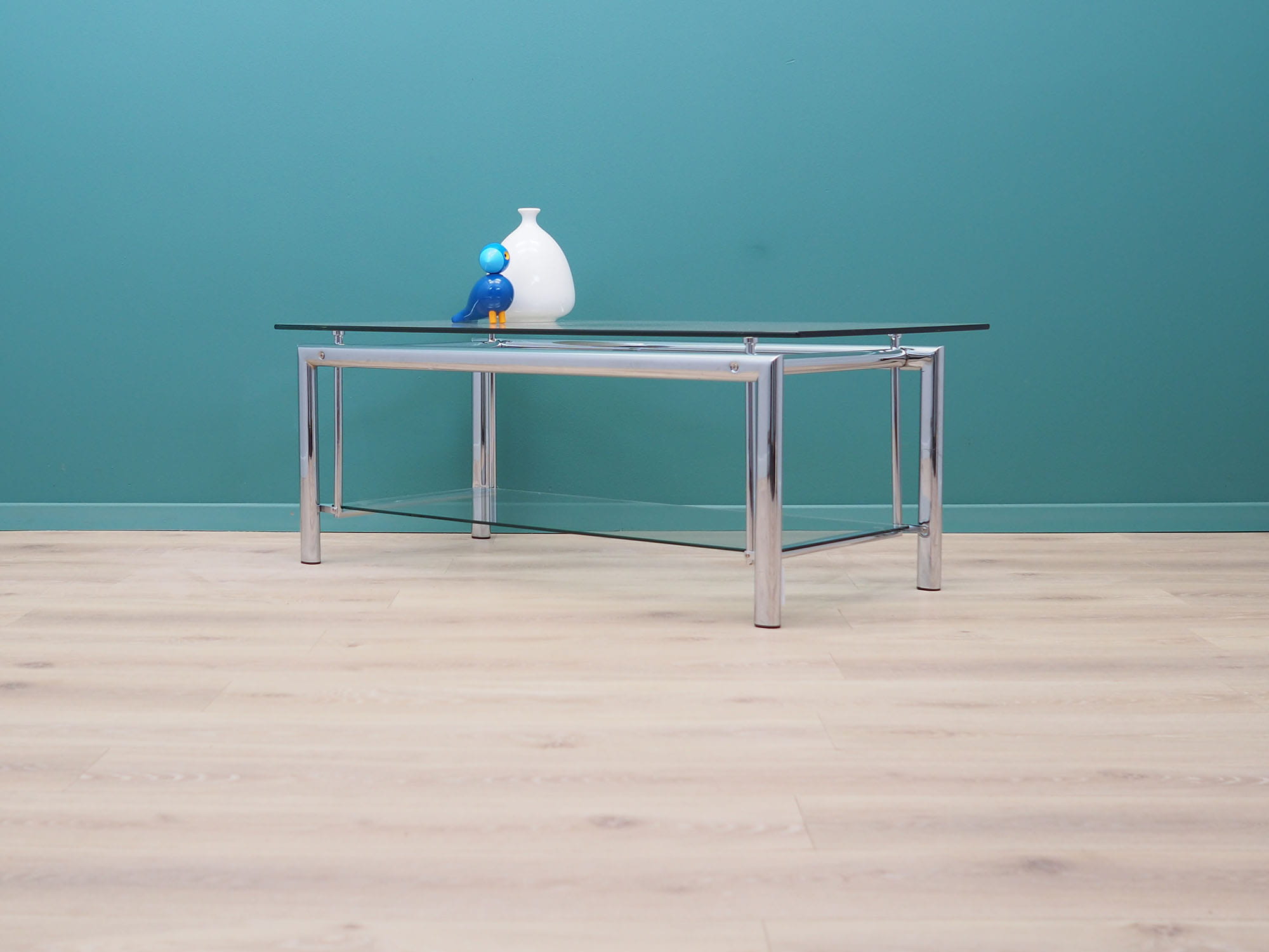 Vintage Coffee Table Glass Metal Transparent 1970s