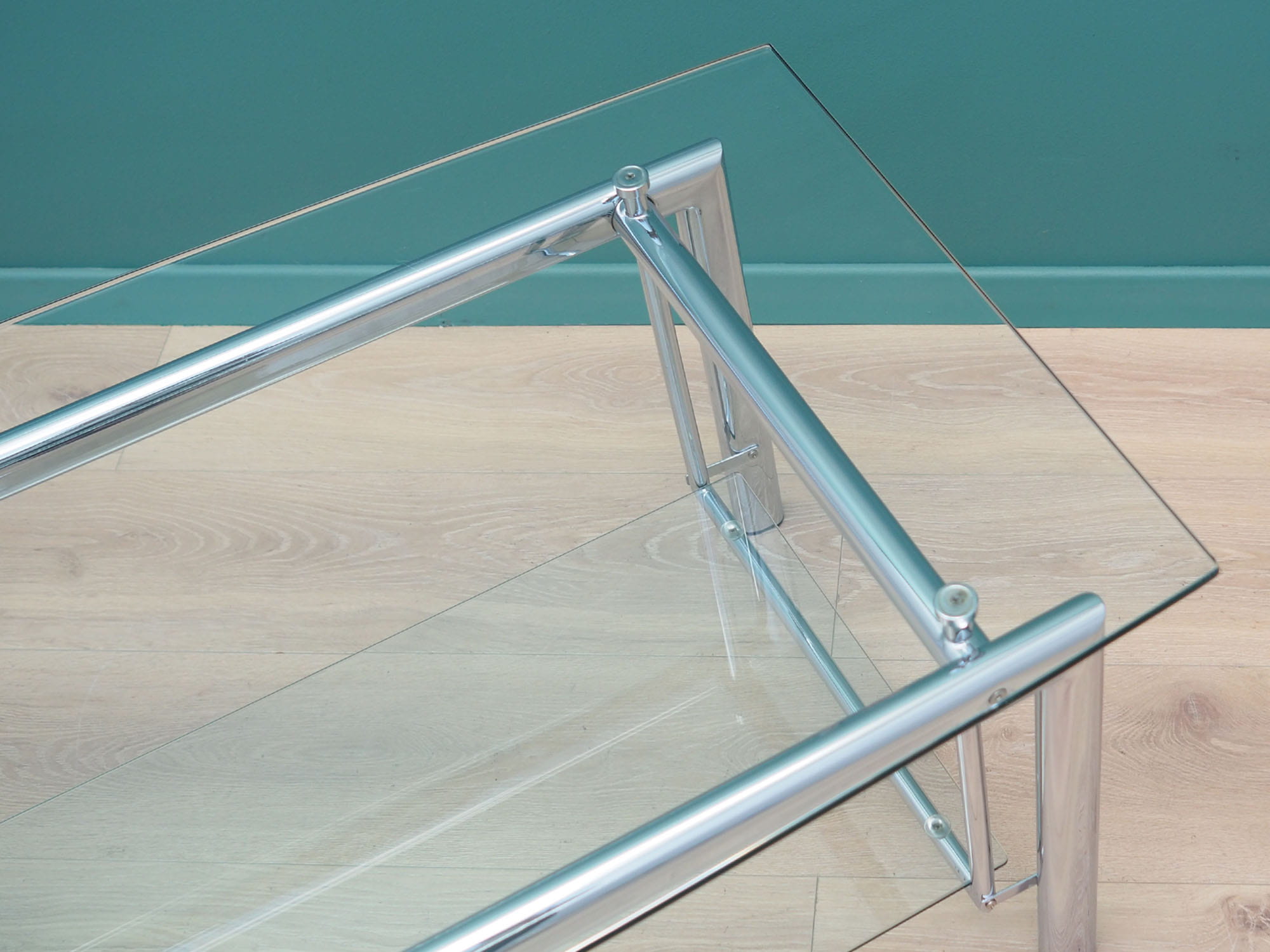 Vintage Coffee Table Glass Metal Transparent 1970s