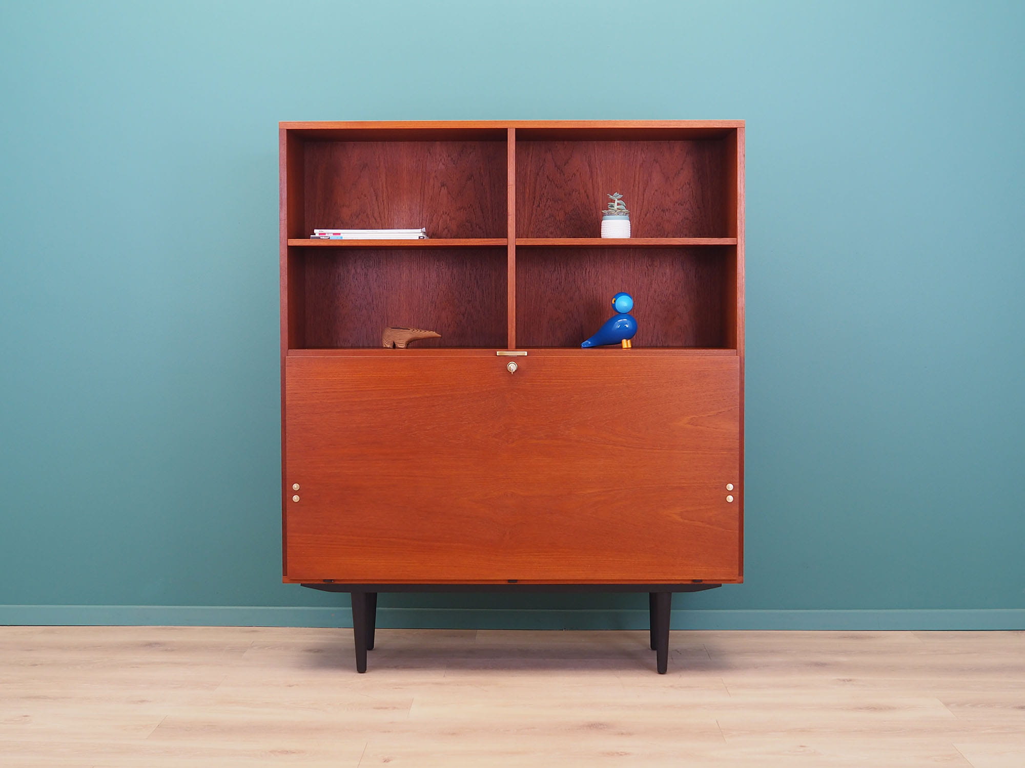 Vintage Bookshelf Teak Wood Brown 1970s
