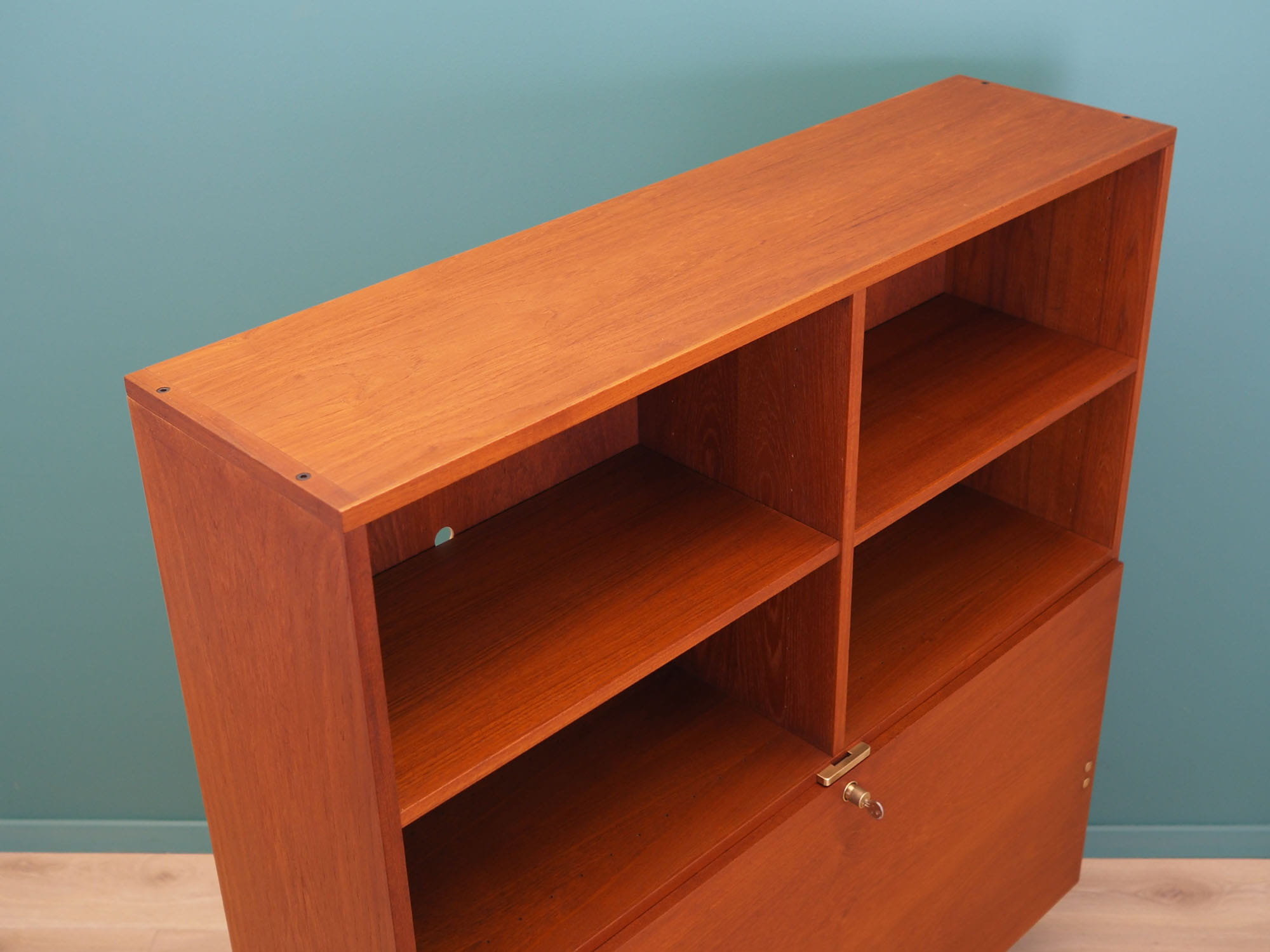 Vintage Bookshelf Teak Wood Brown 1970s