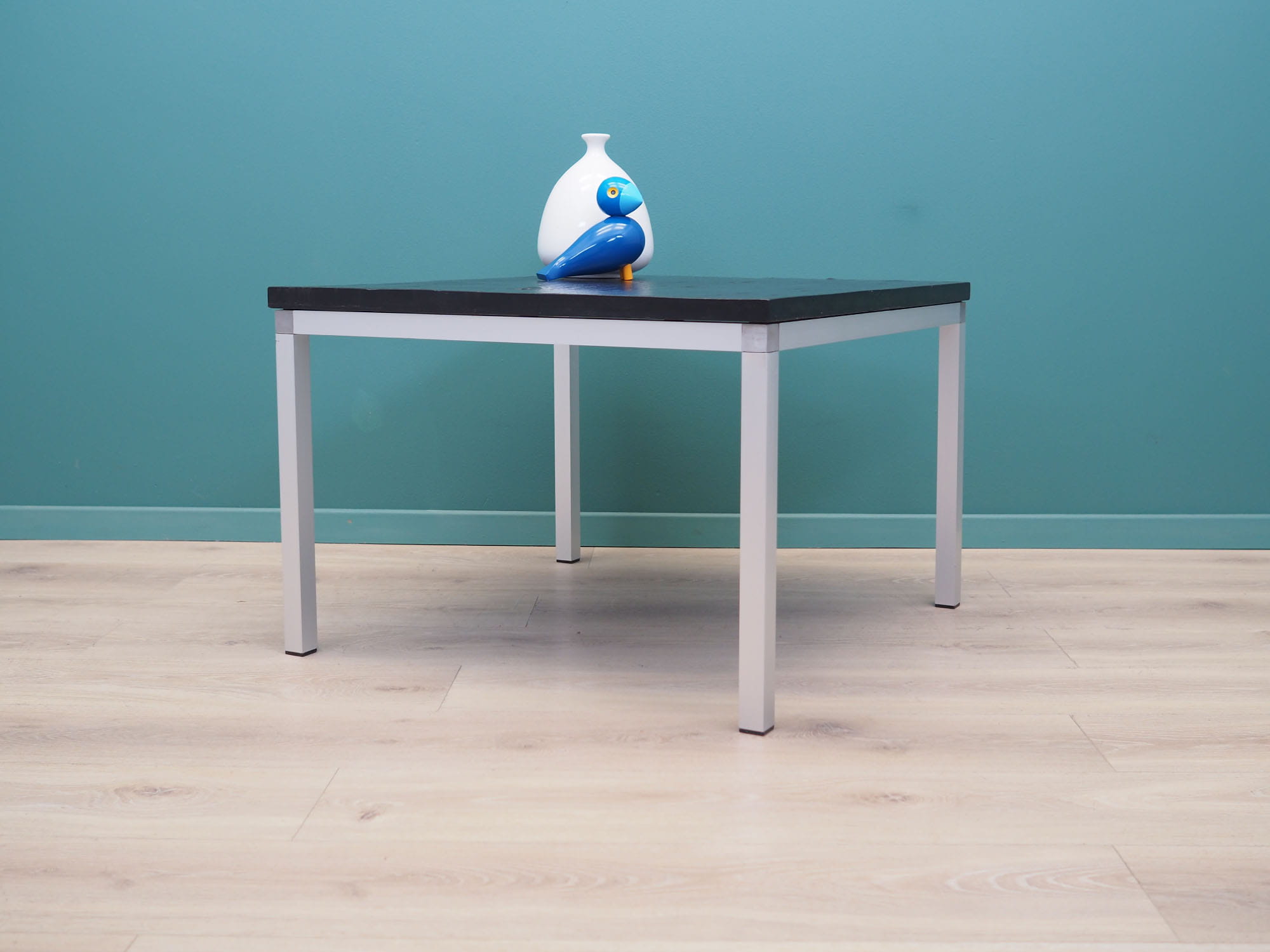 Vintage Side Table Slate Metal Black 1970s