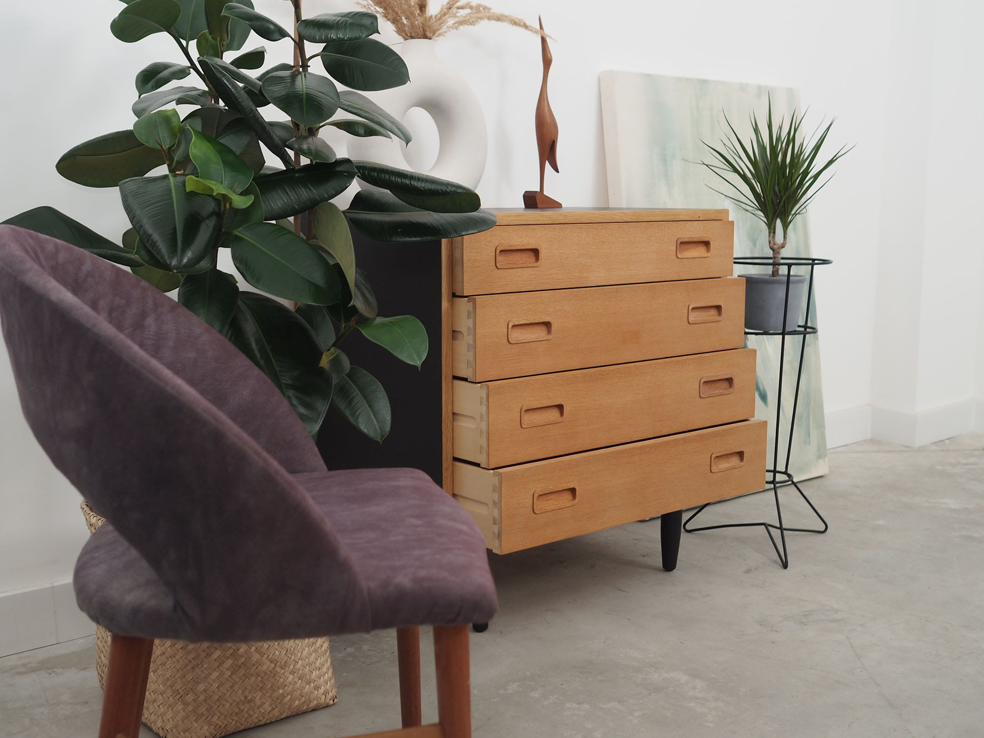 Vintage chest of drawers wood beige 1970s