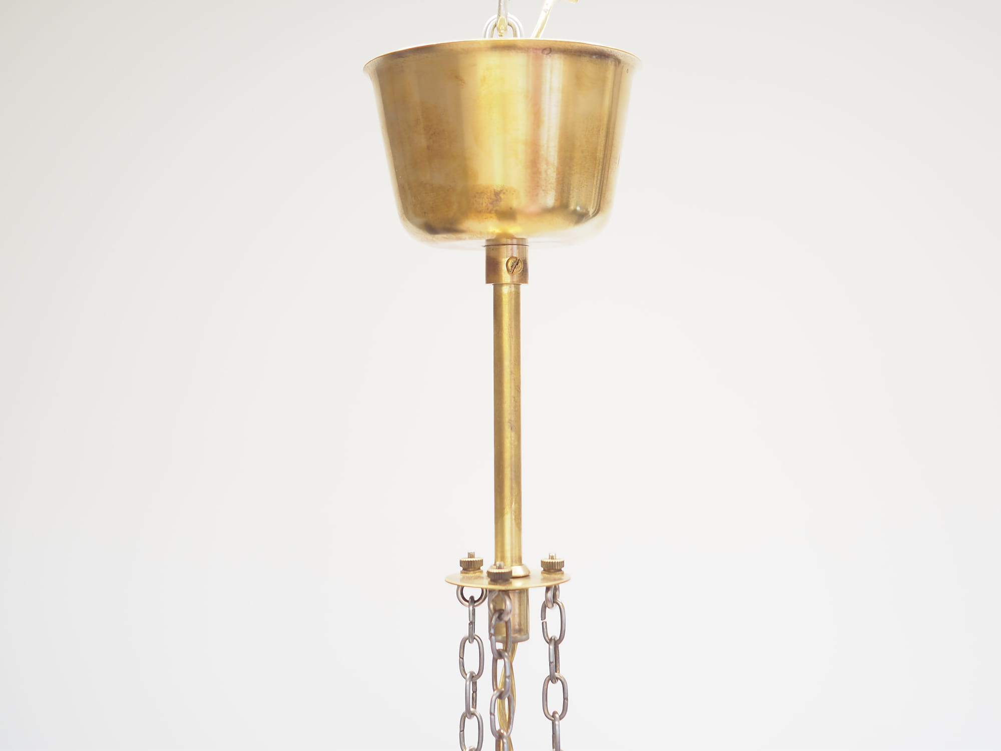 Vintage pendant lamp glass metal gold 1980s