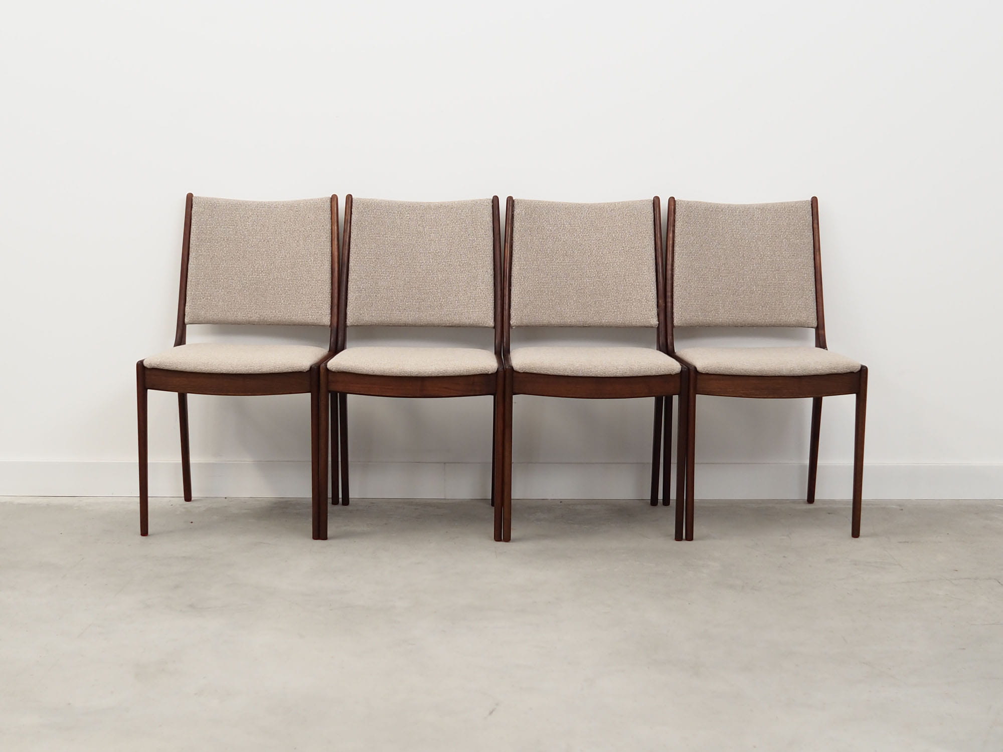 4x Vintage Chair Teak Wood Textile Beige 1970s