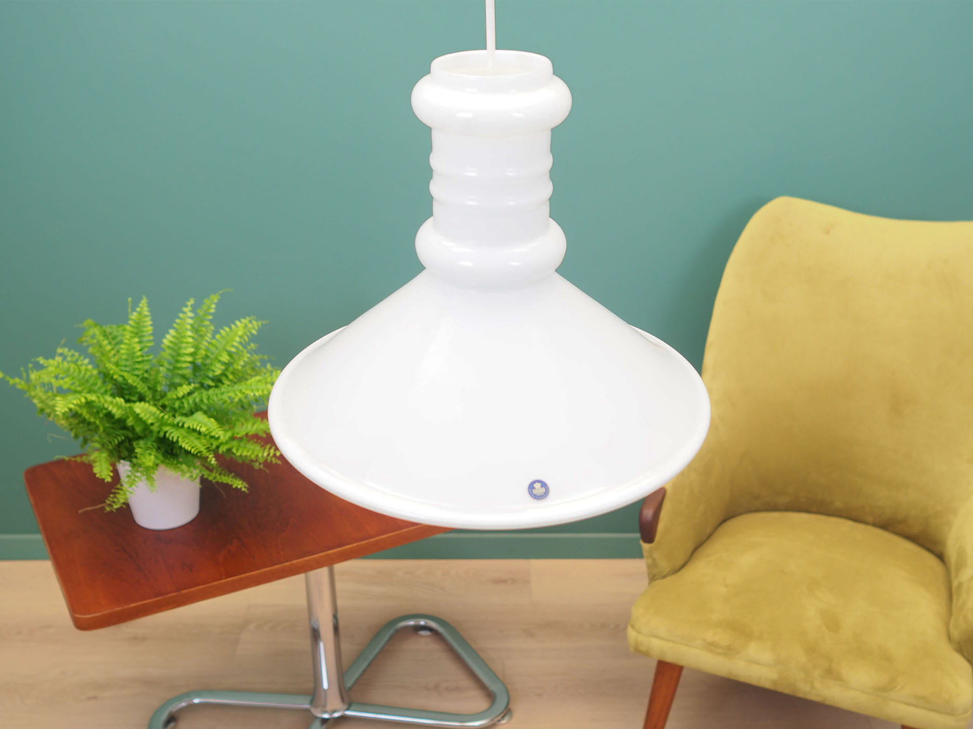 Vintage pendant lamp glass white 1970s