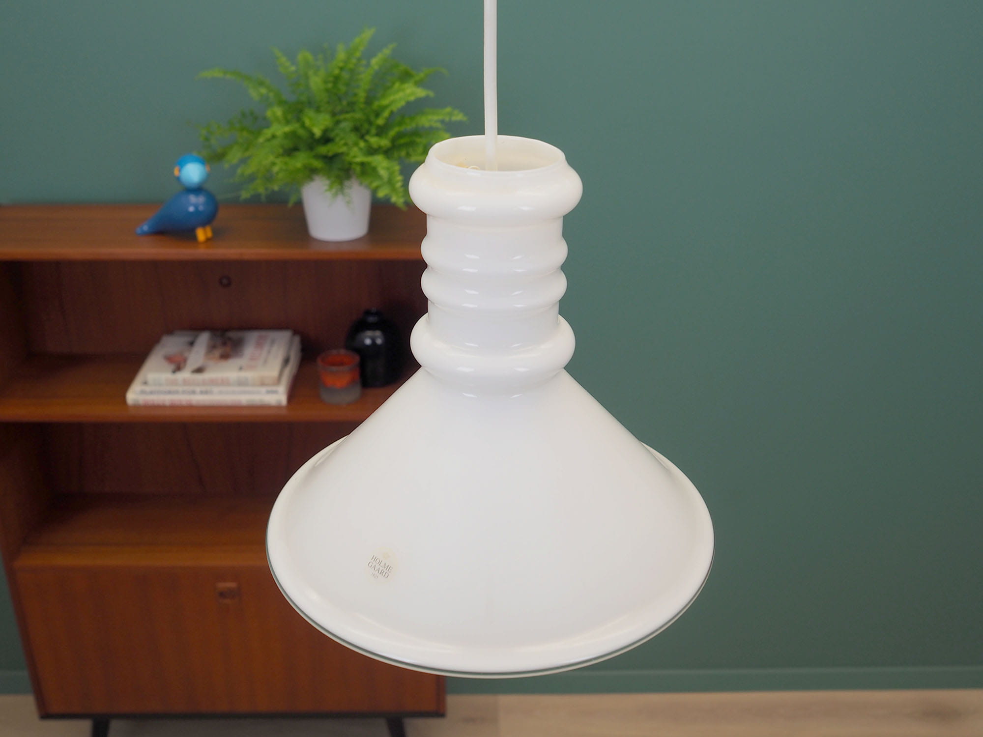 Vintage Lampada a sospensione Vetro Bianco Anni '70