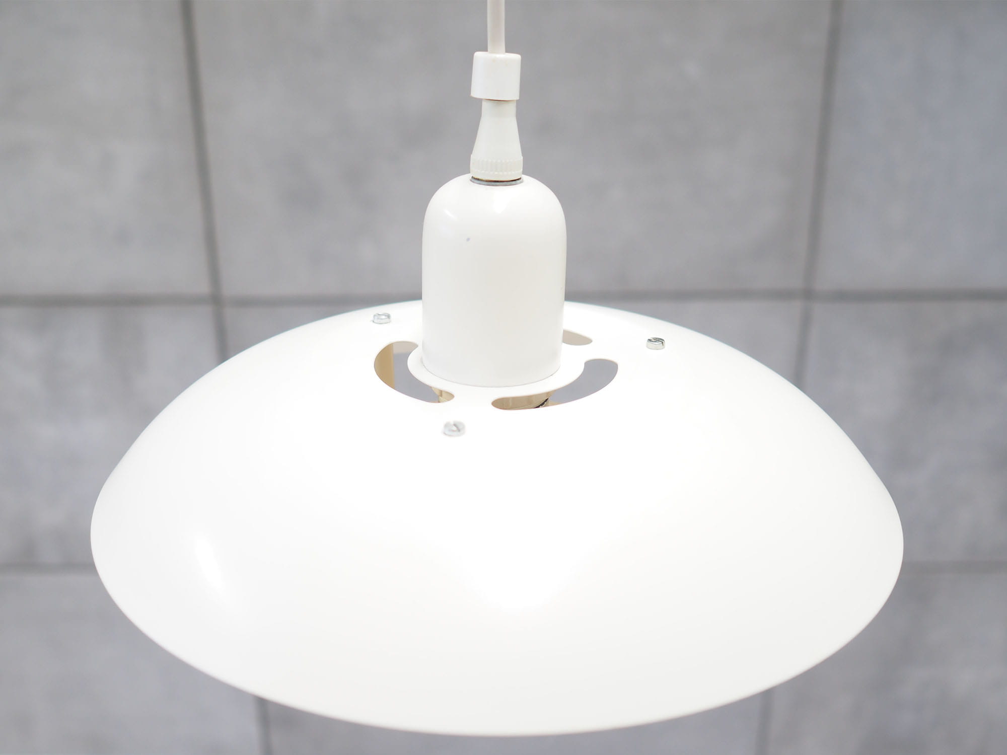 Vintage pendant lamp metal white 1970s
