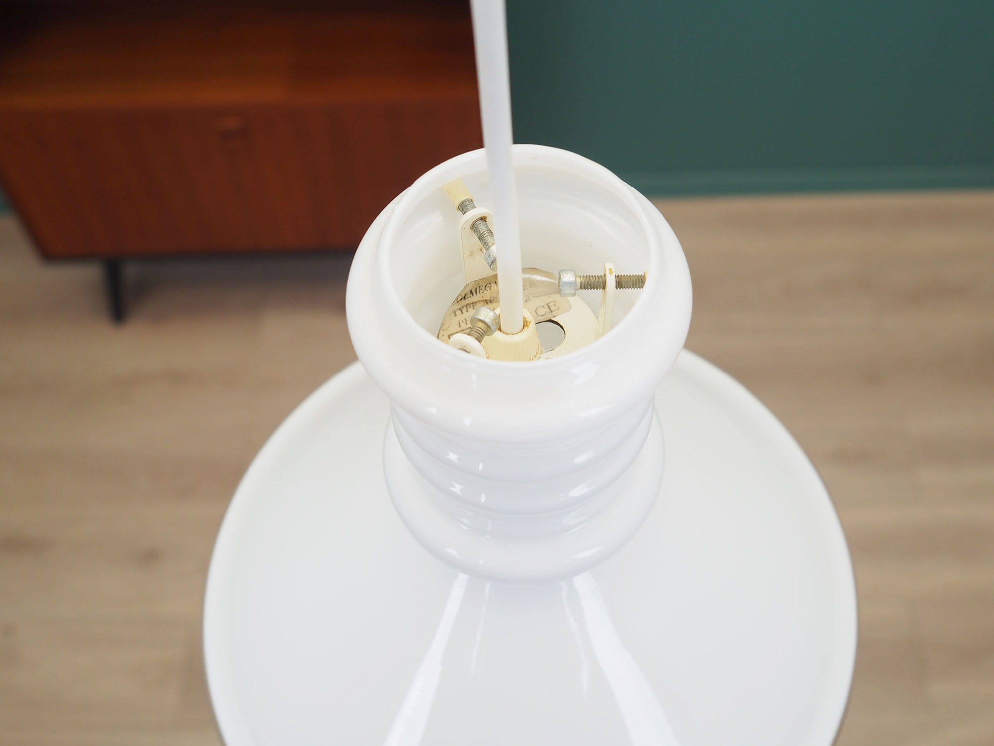 Vintage Lampada a sospensione Vetro Bianco Anni '70