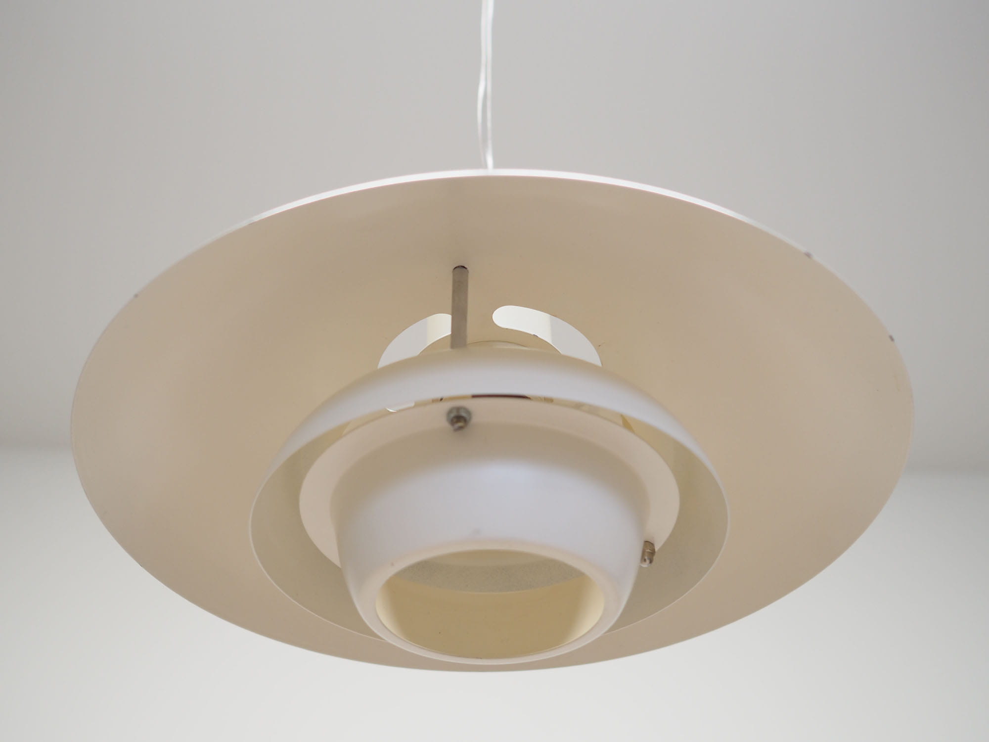 Vintage pendant lamp metal white 1970s