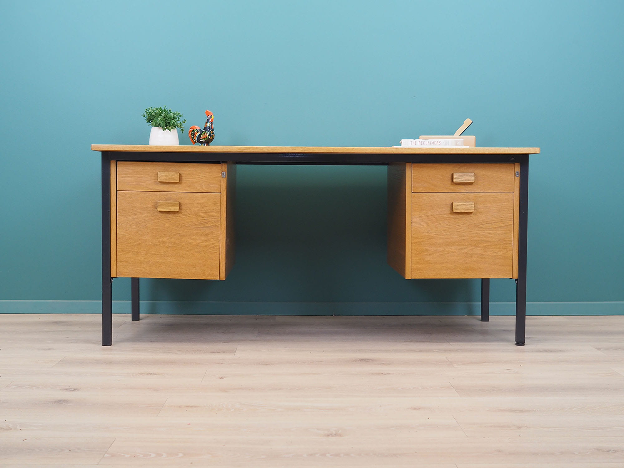 Vintage Desk Ash Wood Brown 1980s