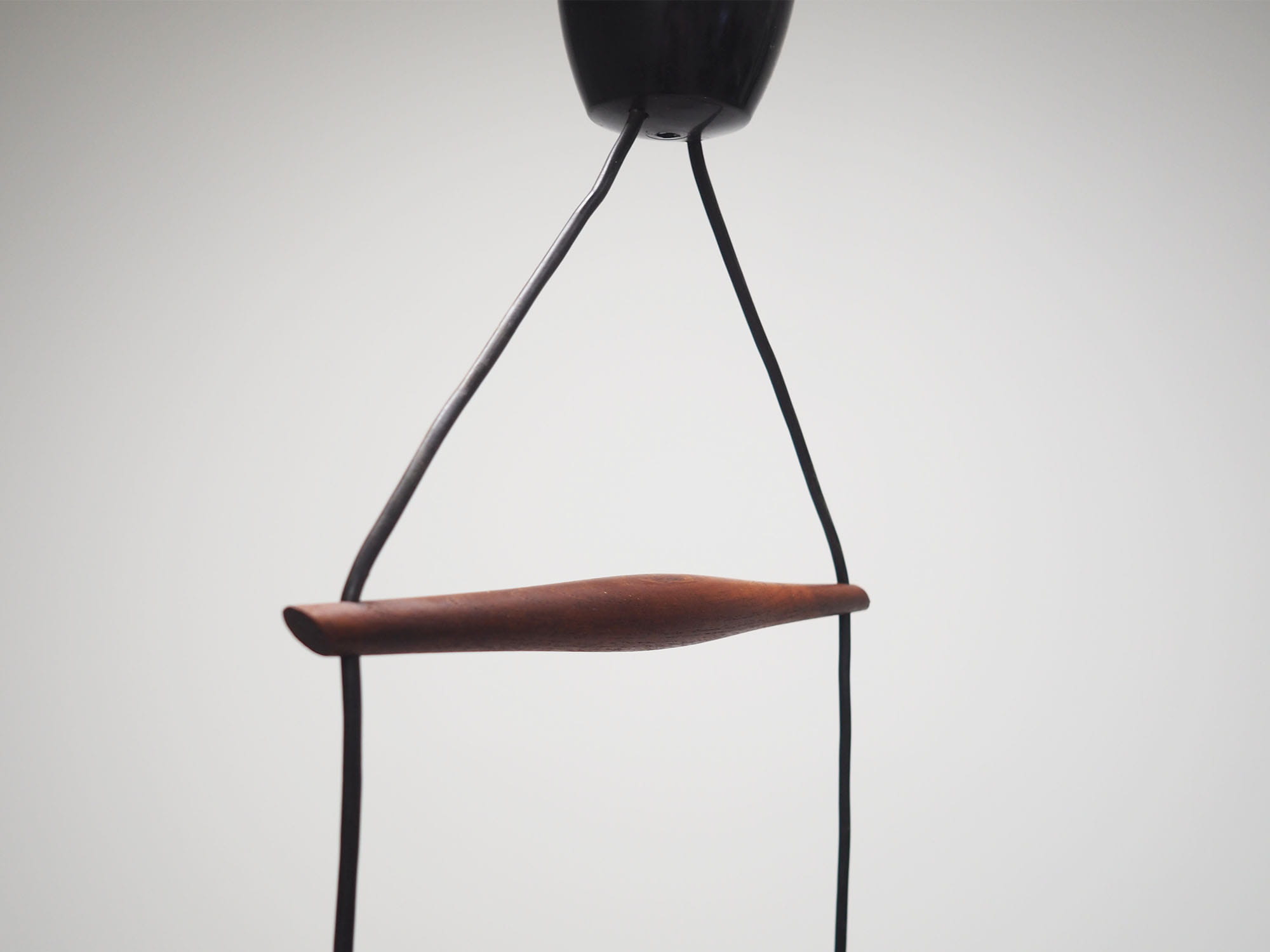Vintage pendant lamp glass wood brown 1970s