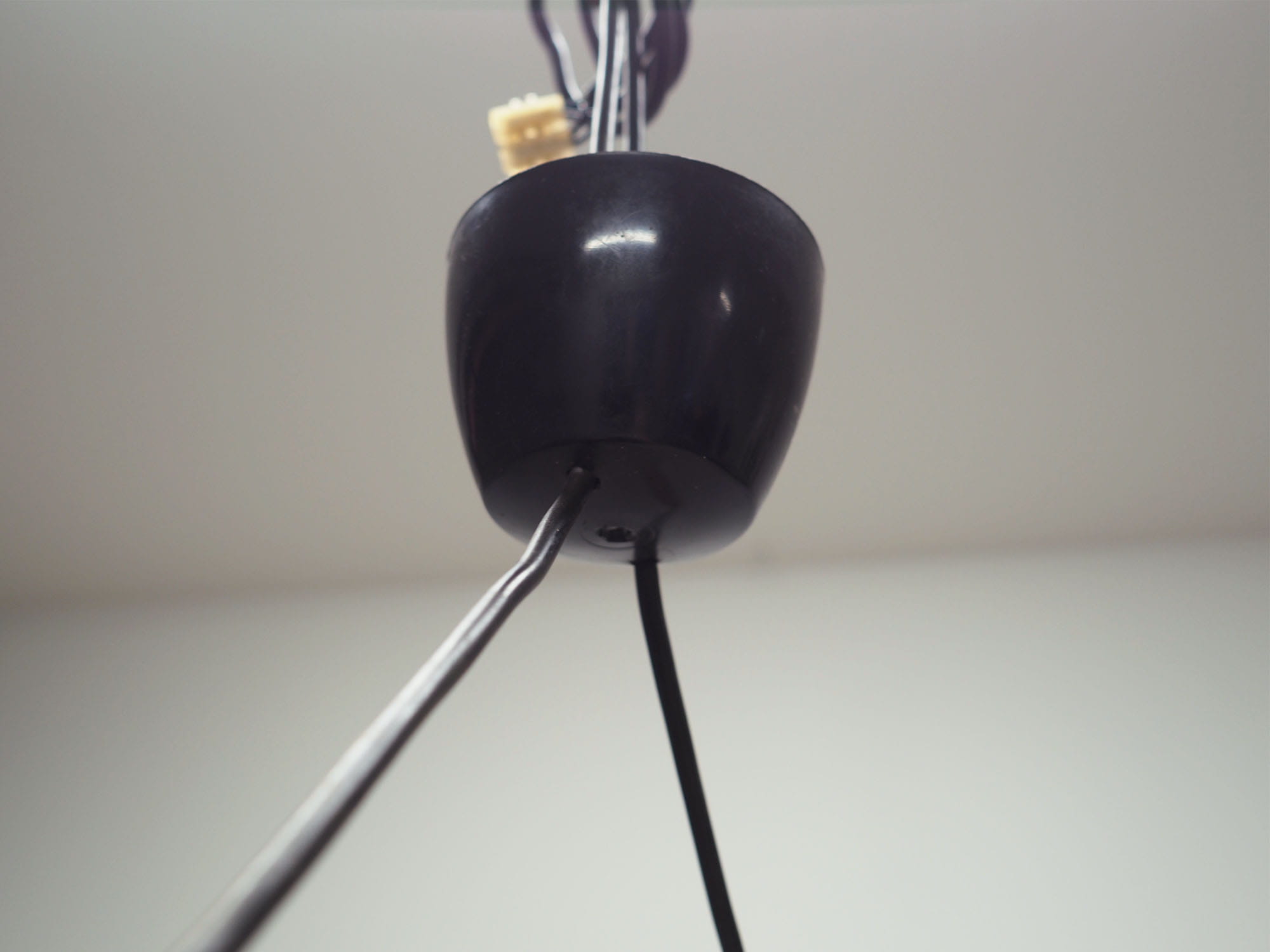 Vintage pendant lamp glass wood brown 1970s